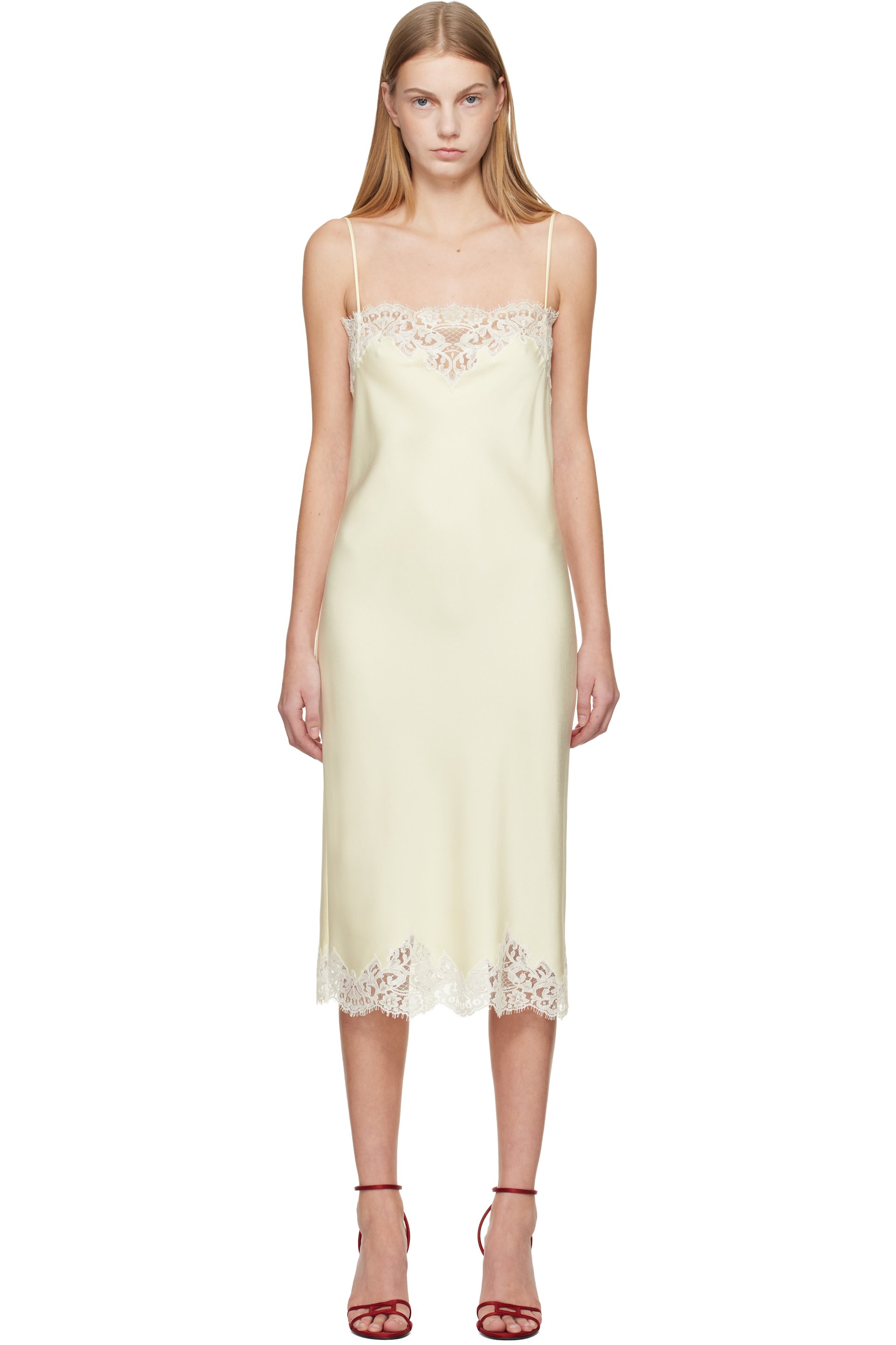 silk lace night dress 100% Mulberry Silk Nightgown Lace Trim Chemise with Side Slit main image 1