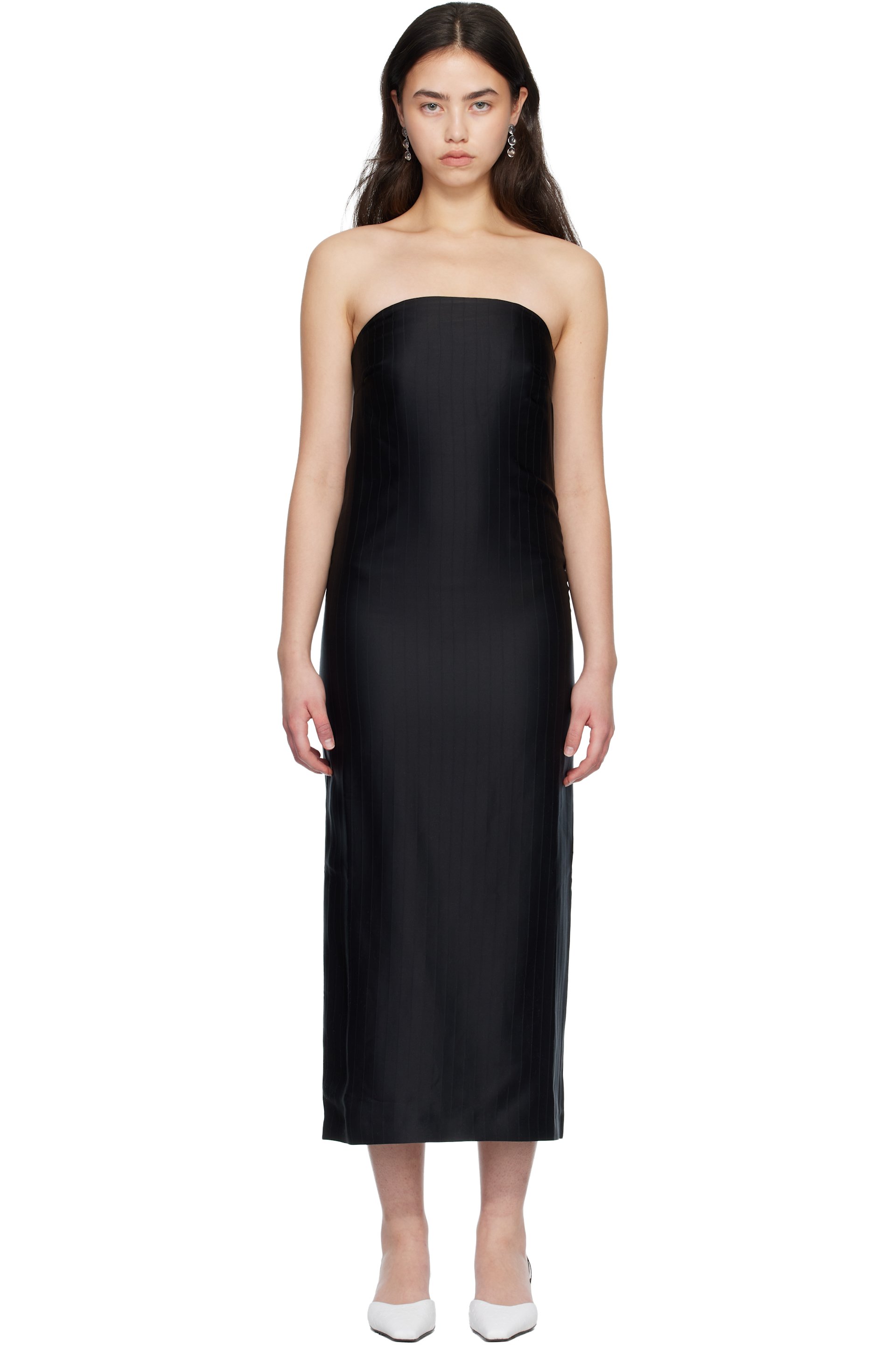 Loulou de Saison - Robe midi GIULIA noire à bustier