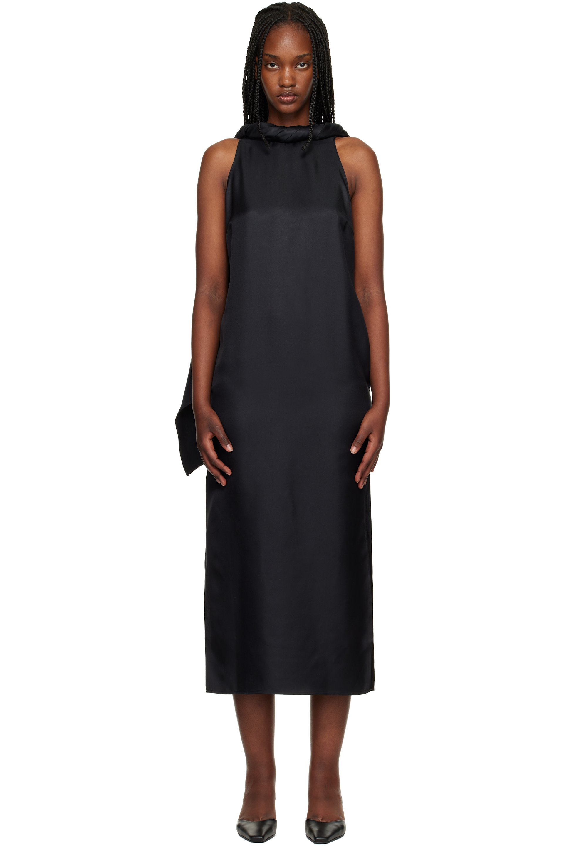 Loulou de Saison - Black Susan Twisted Collar Maxi Dress