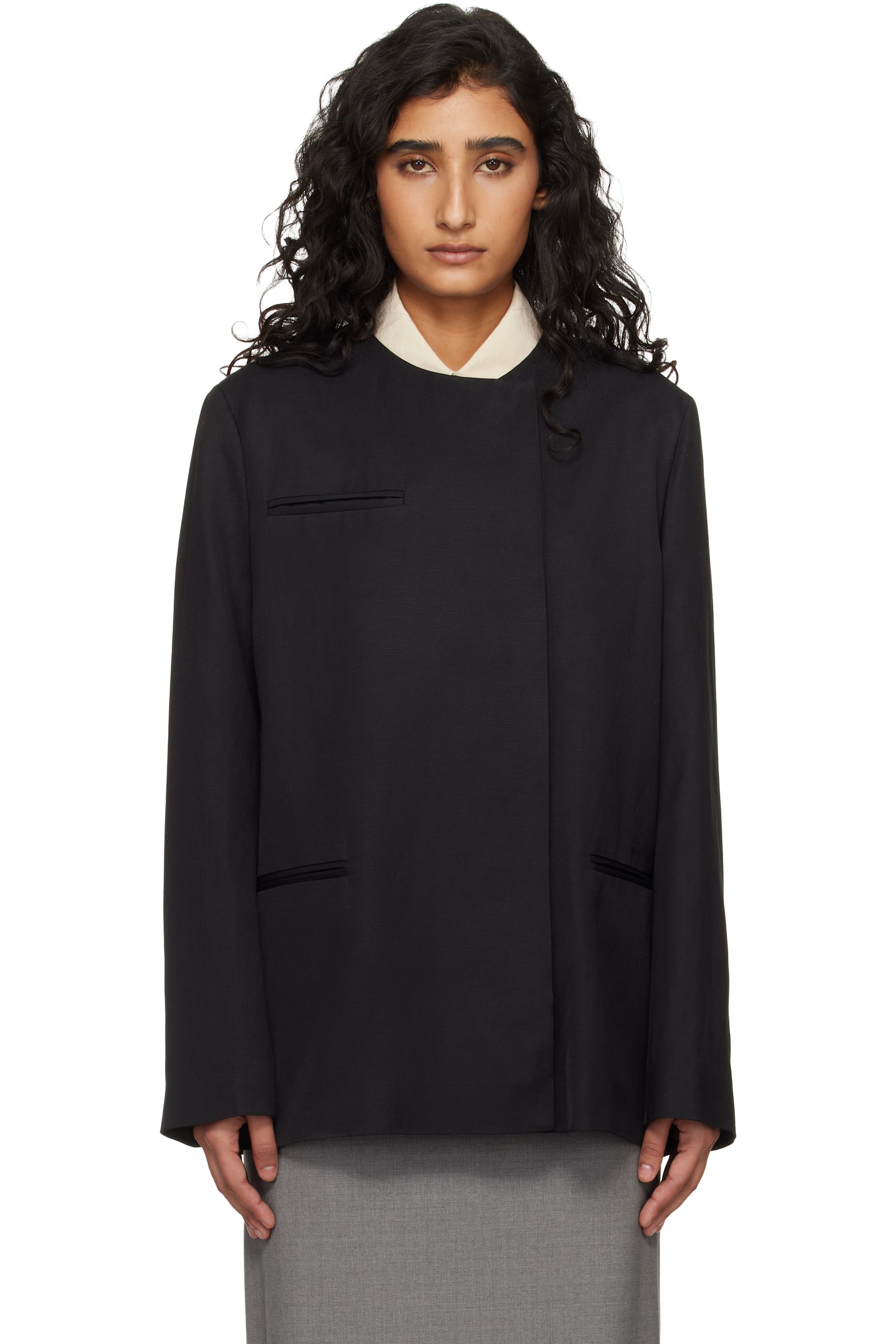 Loulou de Saison - Black Bono Asymmetric Blazer