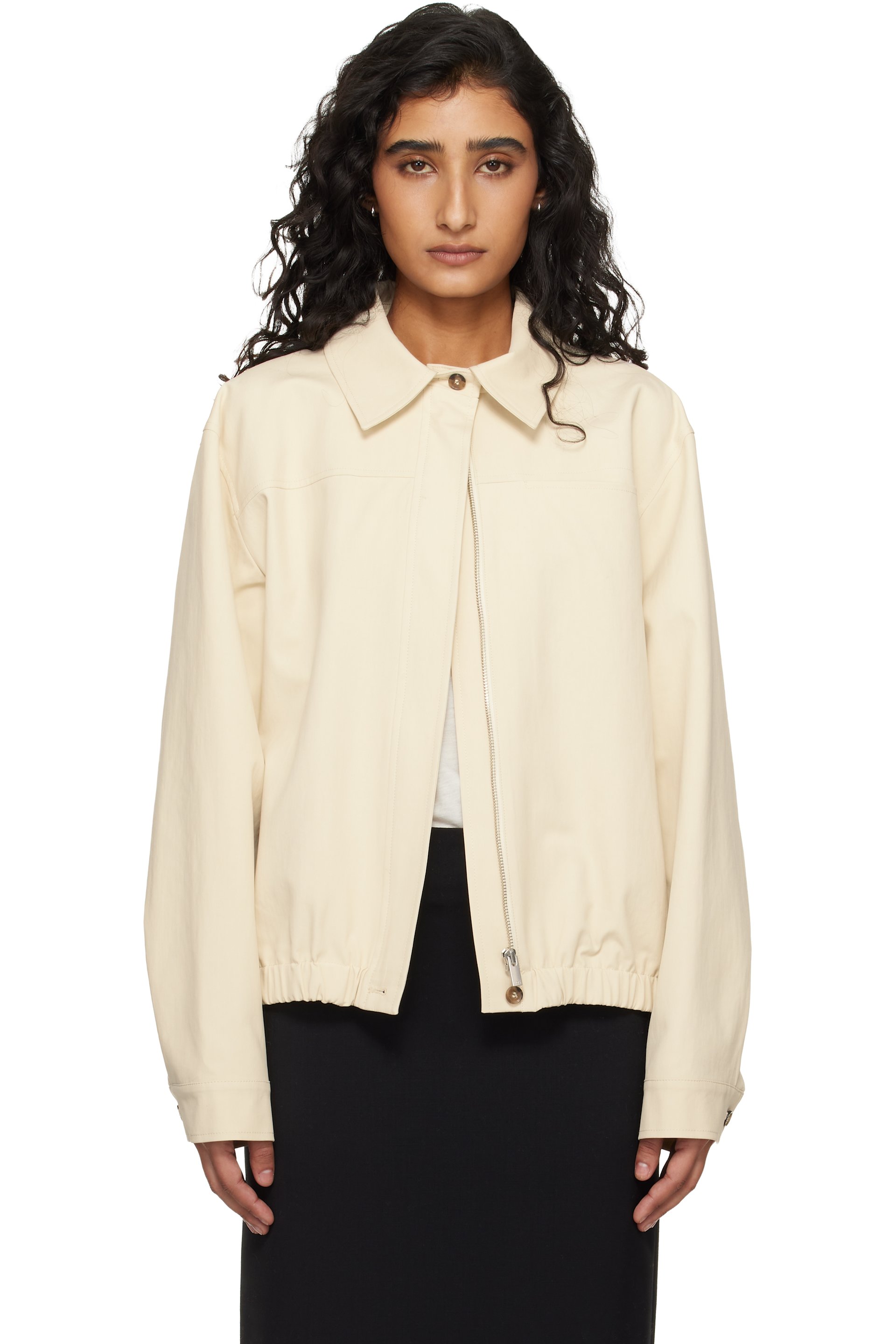 Loulou de Saison - Coupe-vent Drew beige en gabardine de coton