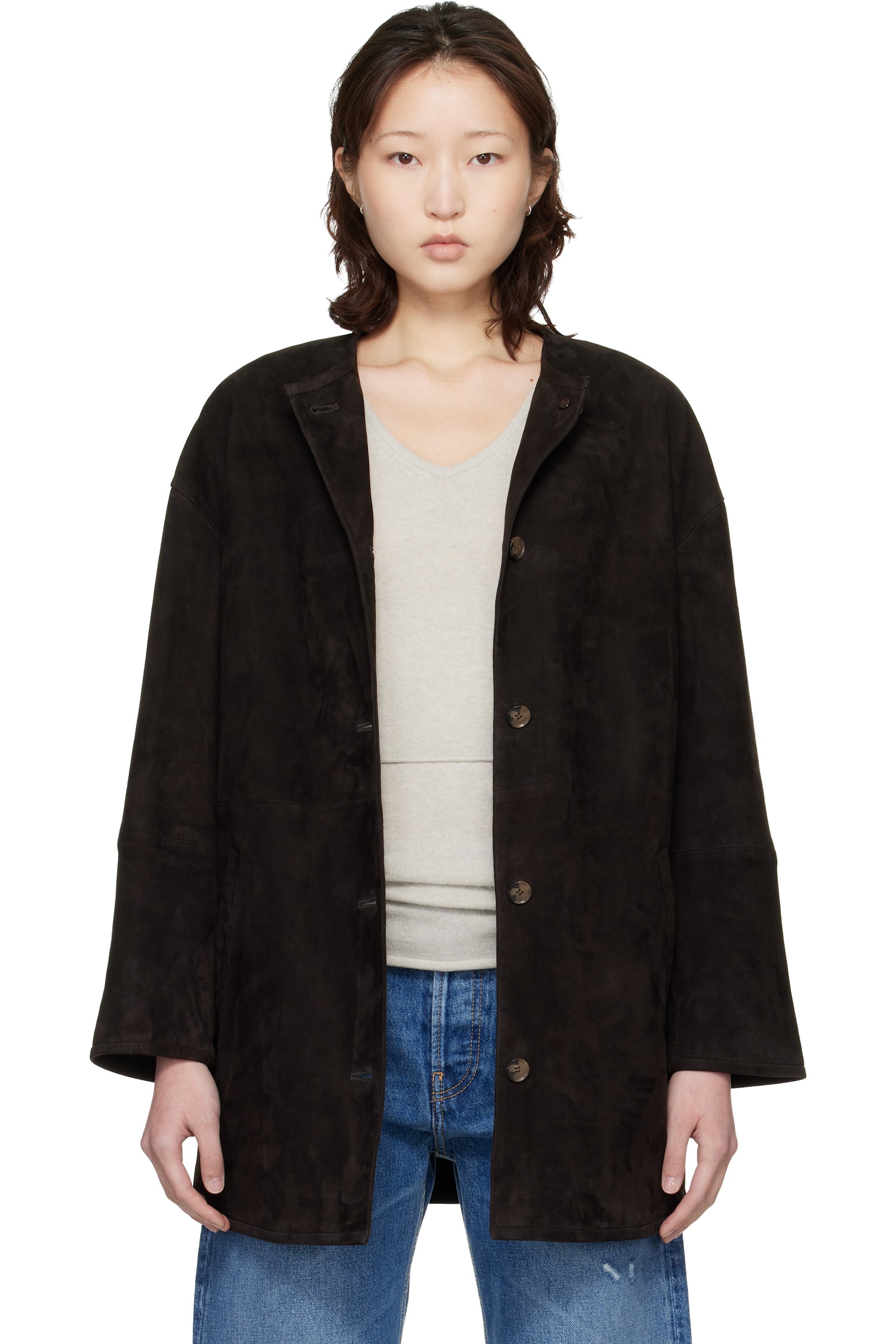 Loulou de Saison - Brown Waren Oval Suede Coat