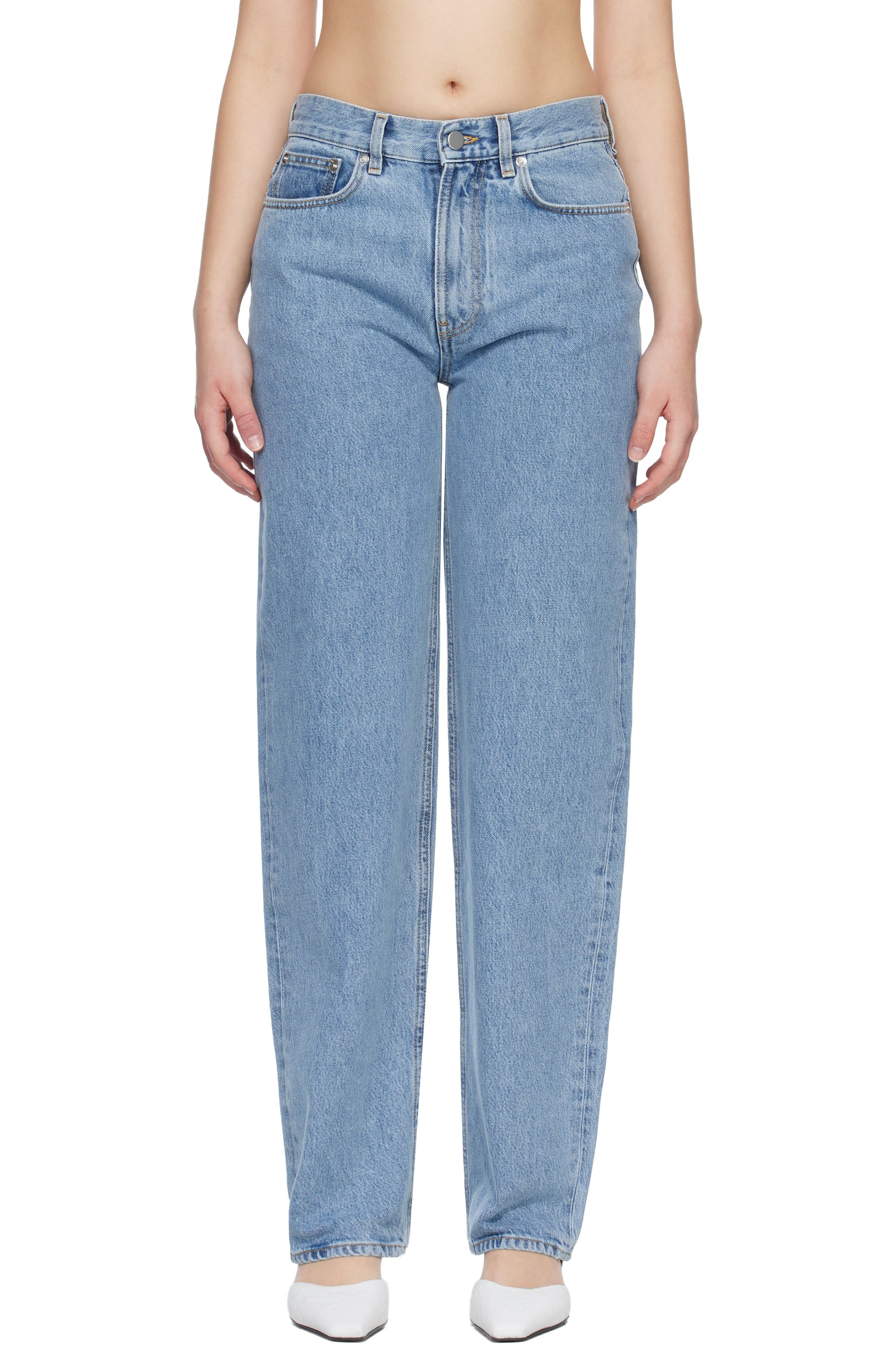Loulou de Saison - Jean boyfriend SAMUR bleu en coton bio à logo