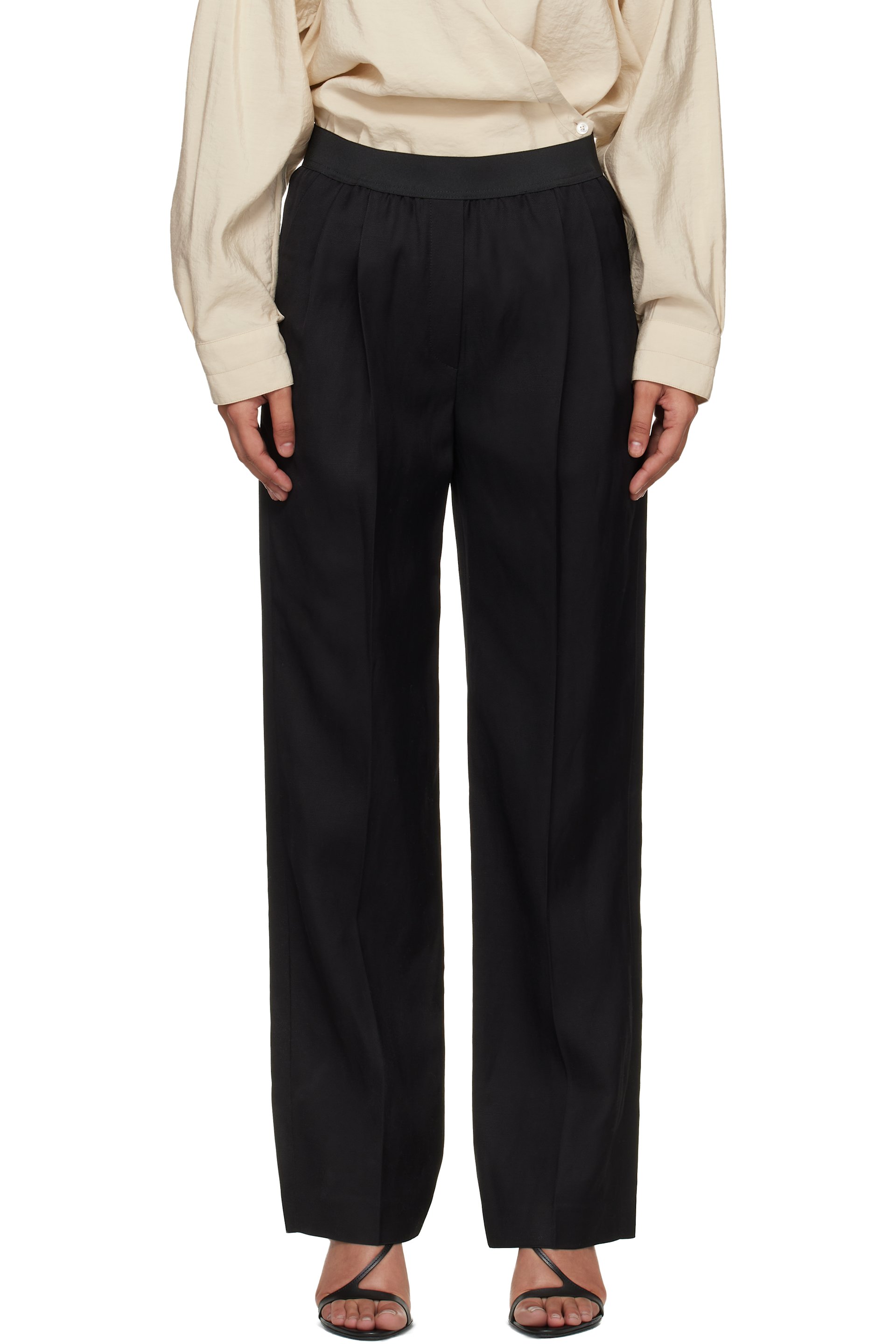 Loulou de Saison - Pantalon Takaroa LDS noir à taille élastique