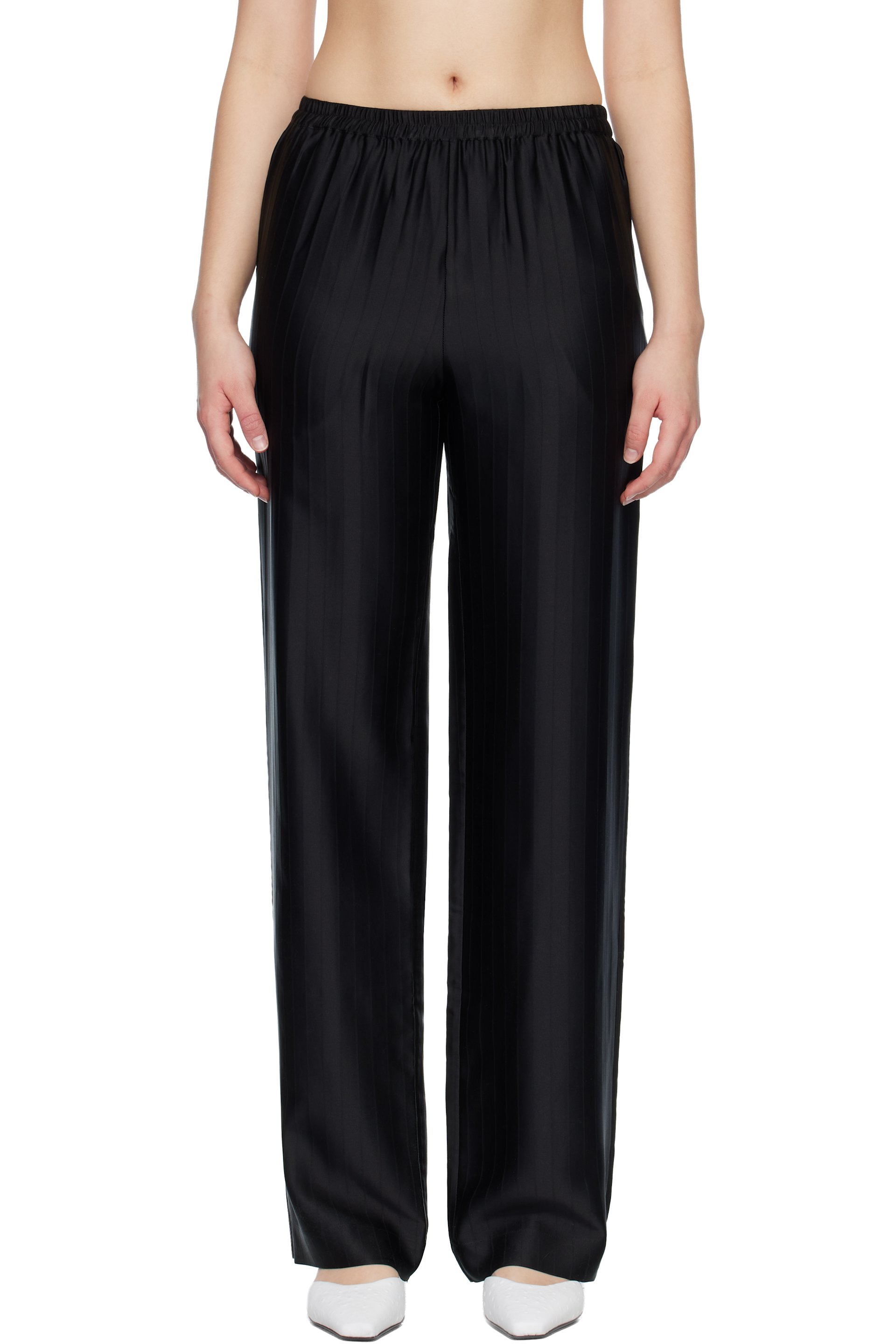Loulou de Saison - Pantalon Kadala noir en soie mélangée