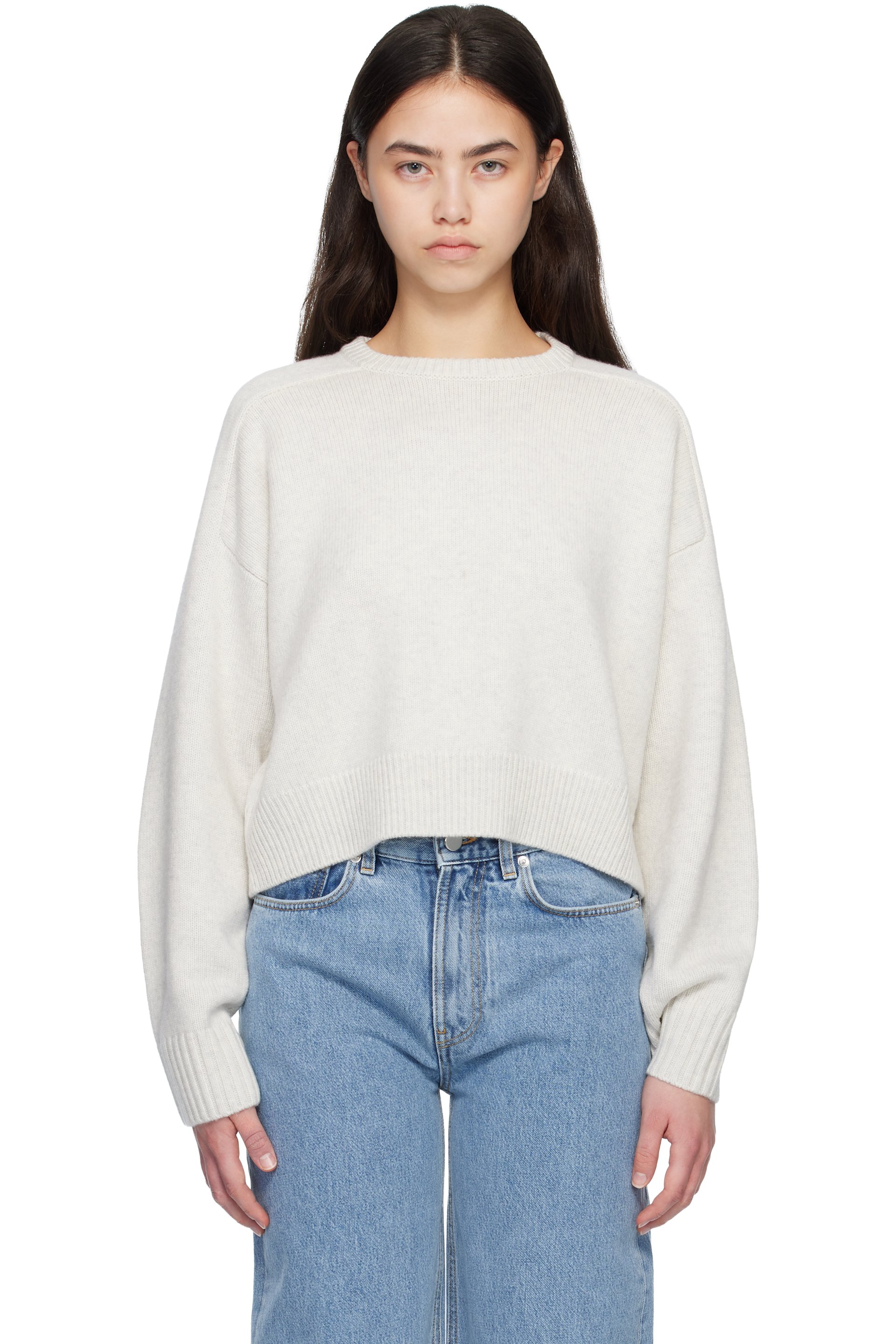 Loulou de Saison: Gray BRUZZI LDS Cropped Sweater | SSENSE