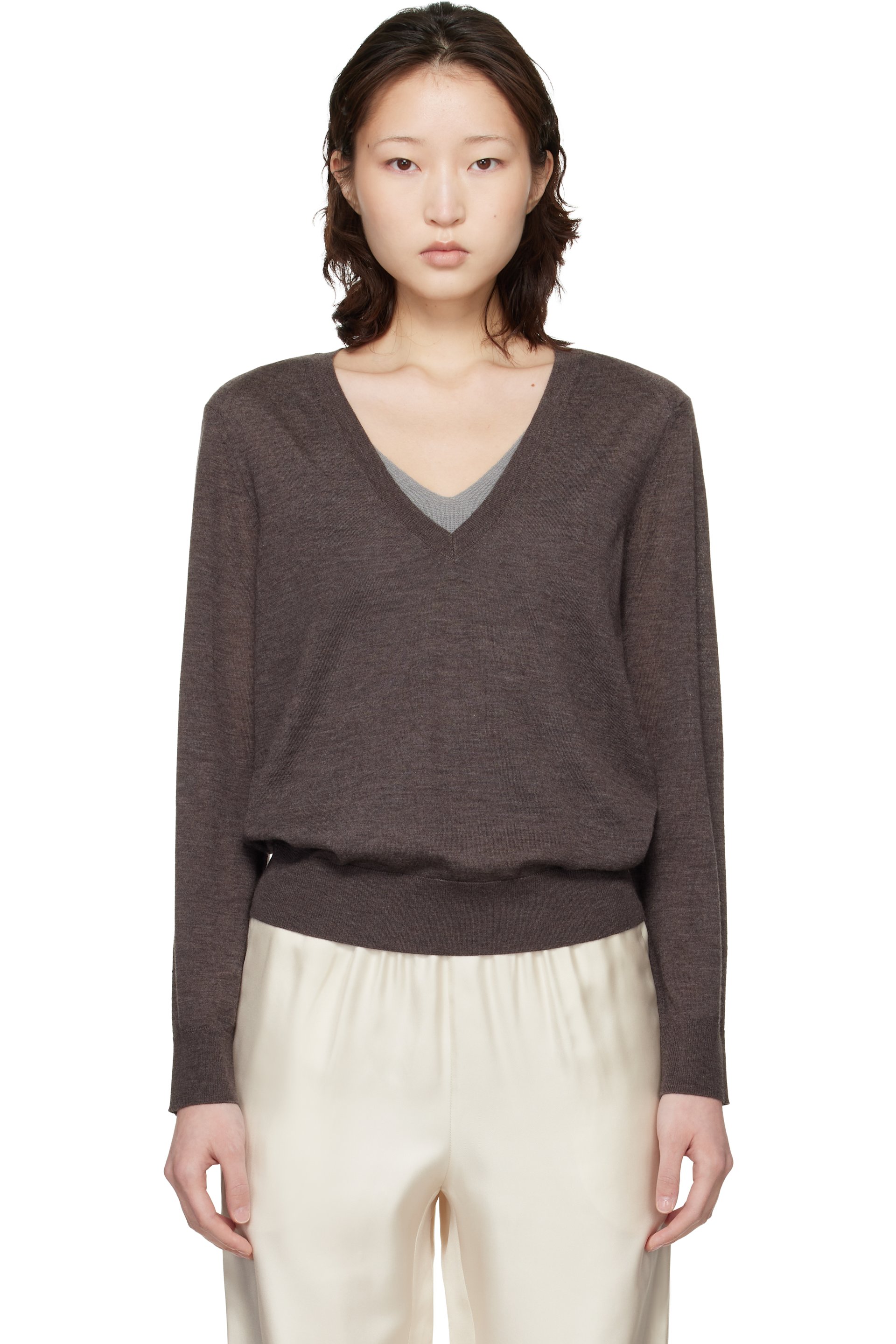 Loulou de Saison - Pull Julio LDS brun en cachemire