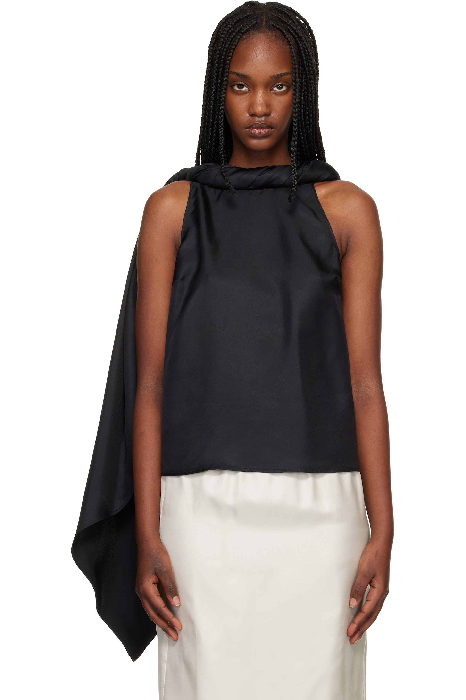 Loulou de Saison - Black Wilma Twisted Collar Blouse