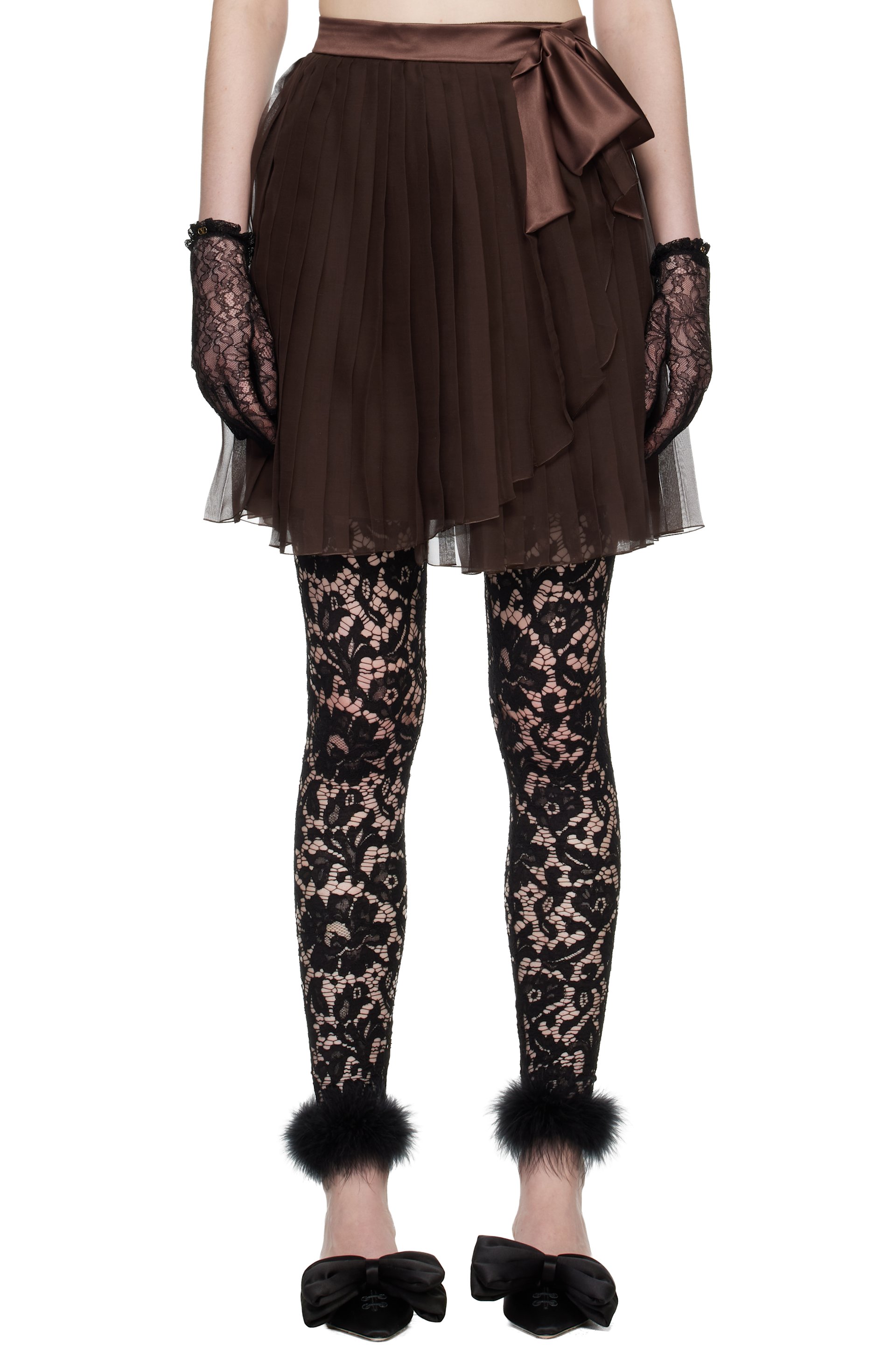 Valentino - Brown Pleated Midi Skirt