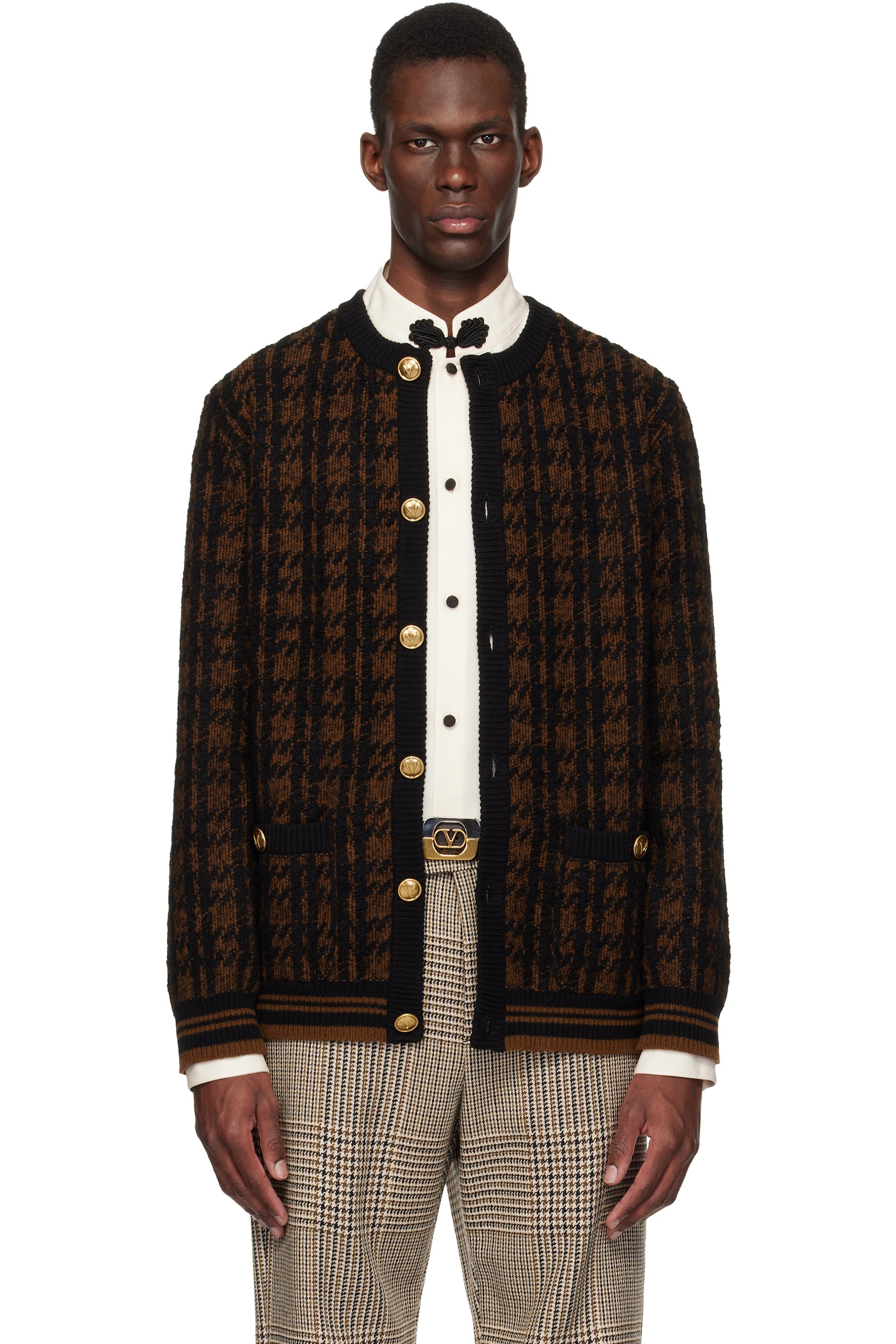 Valentino - Brown & Black Wool Cardigan