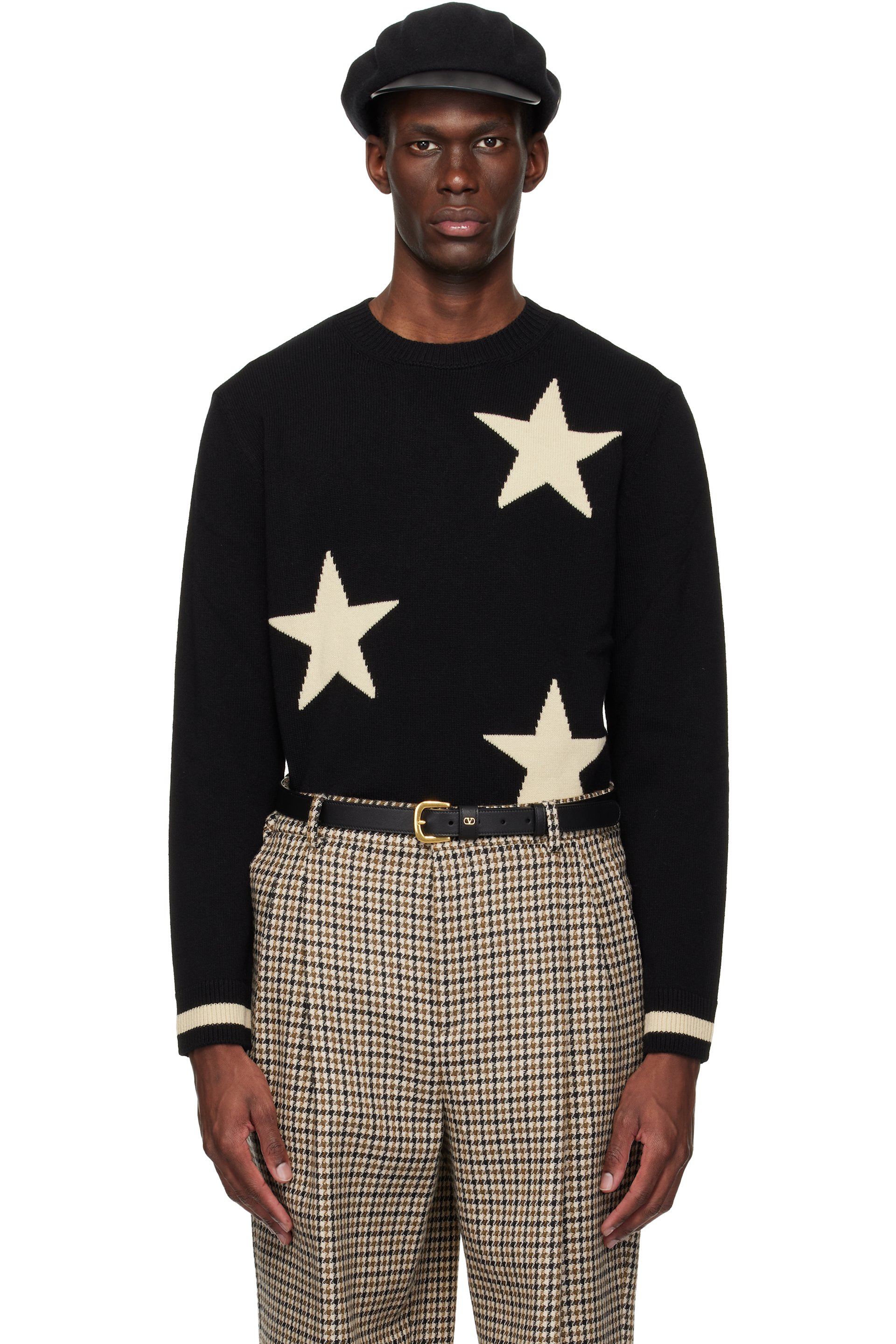 Valentino - Black Crewneck Stars VLogo Sweater