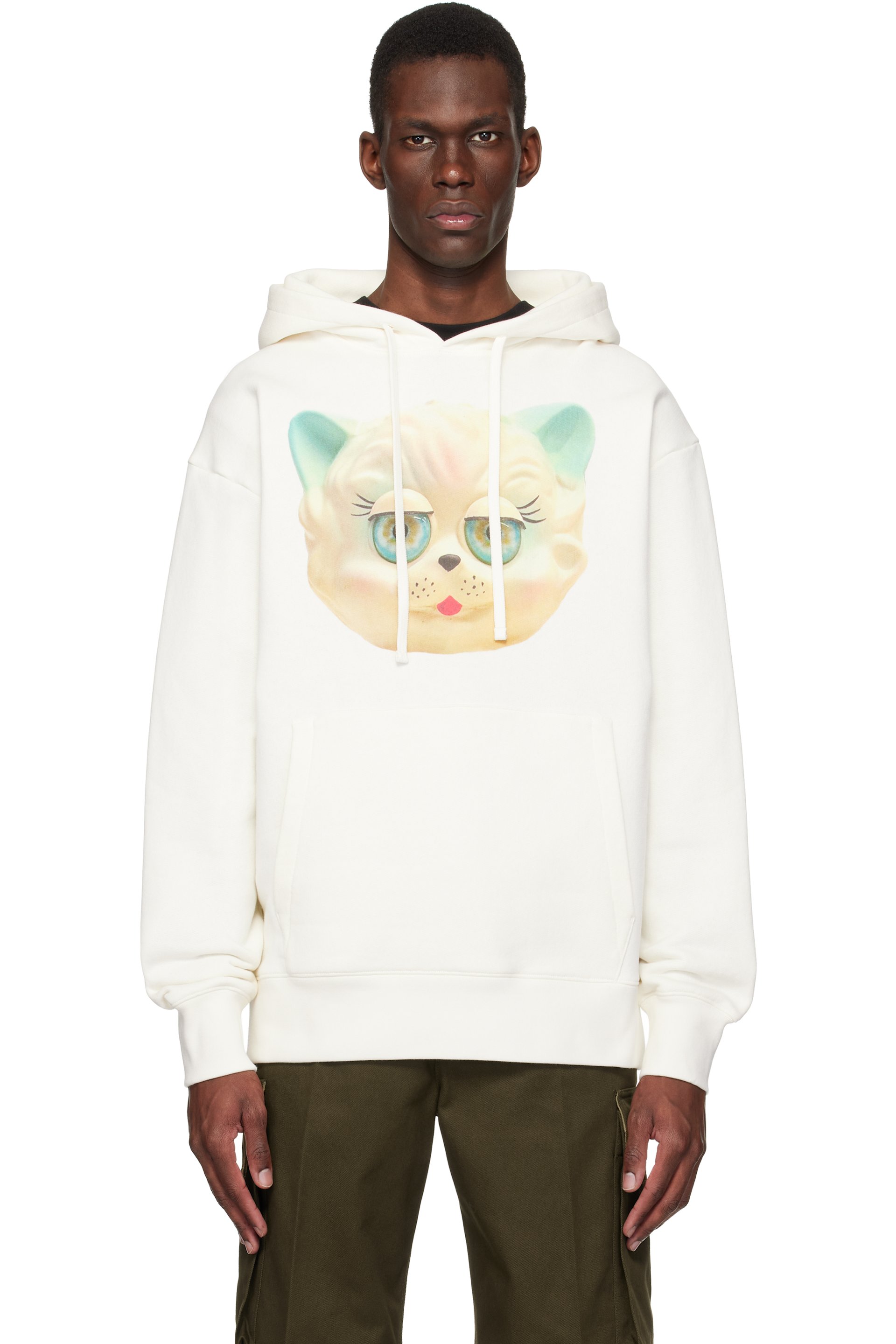 Valentino - White Cotton 'Le Chat De La Maison' Print Hoodie