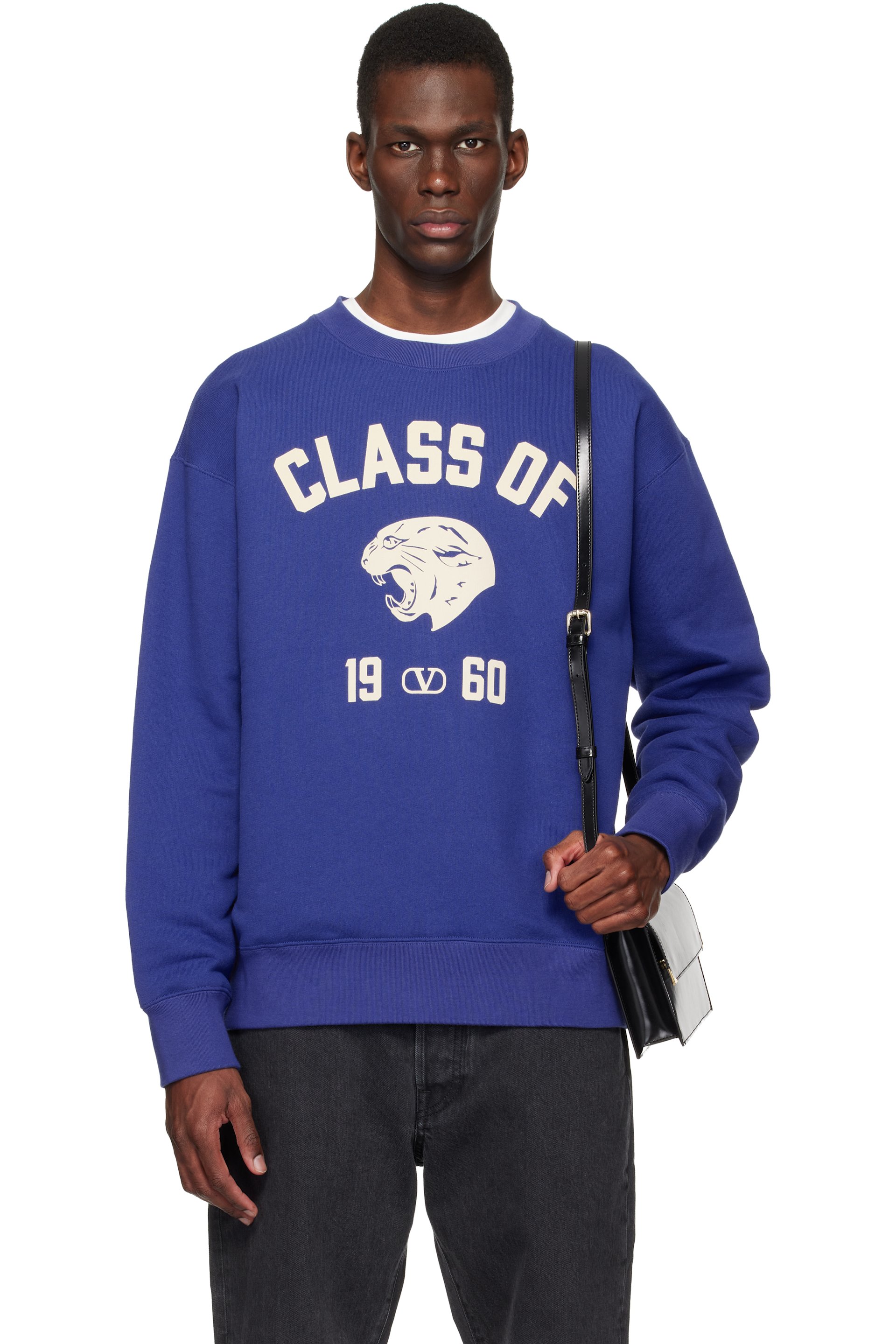 Valentino - Blue Cotton Panther 'Class of 1960' Print Sweatshirt