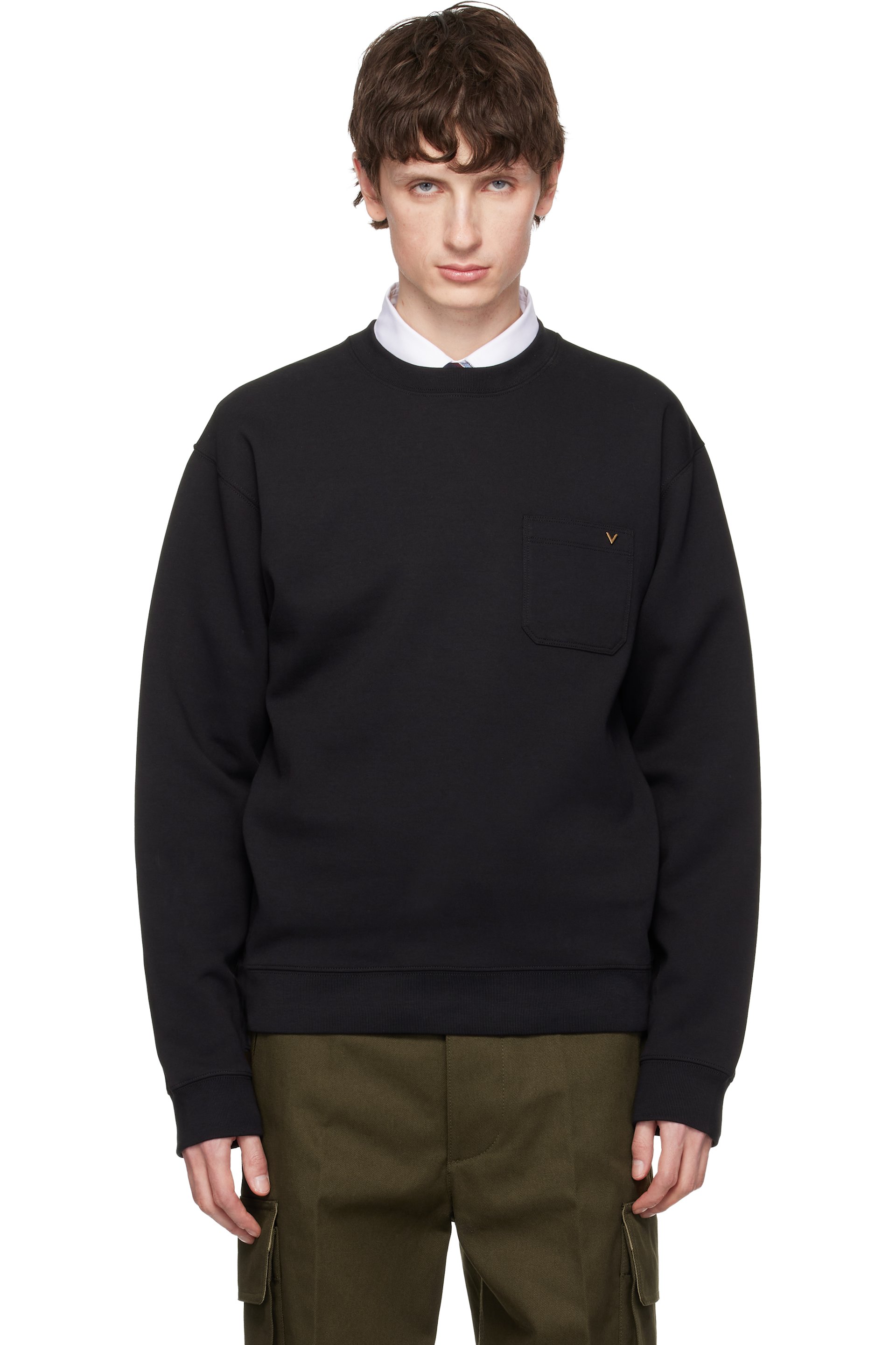 Valentino - Black VGold Cotton Jersey Sweatshirt