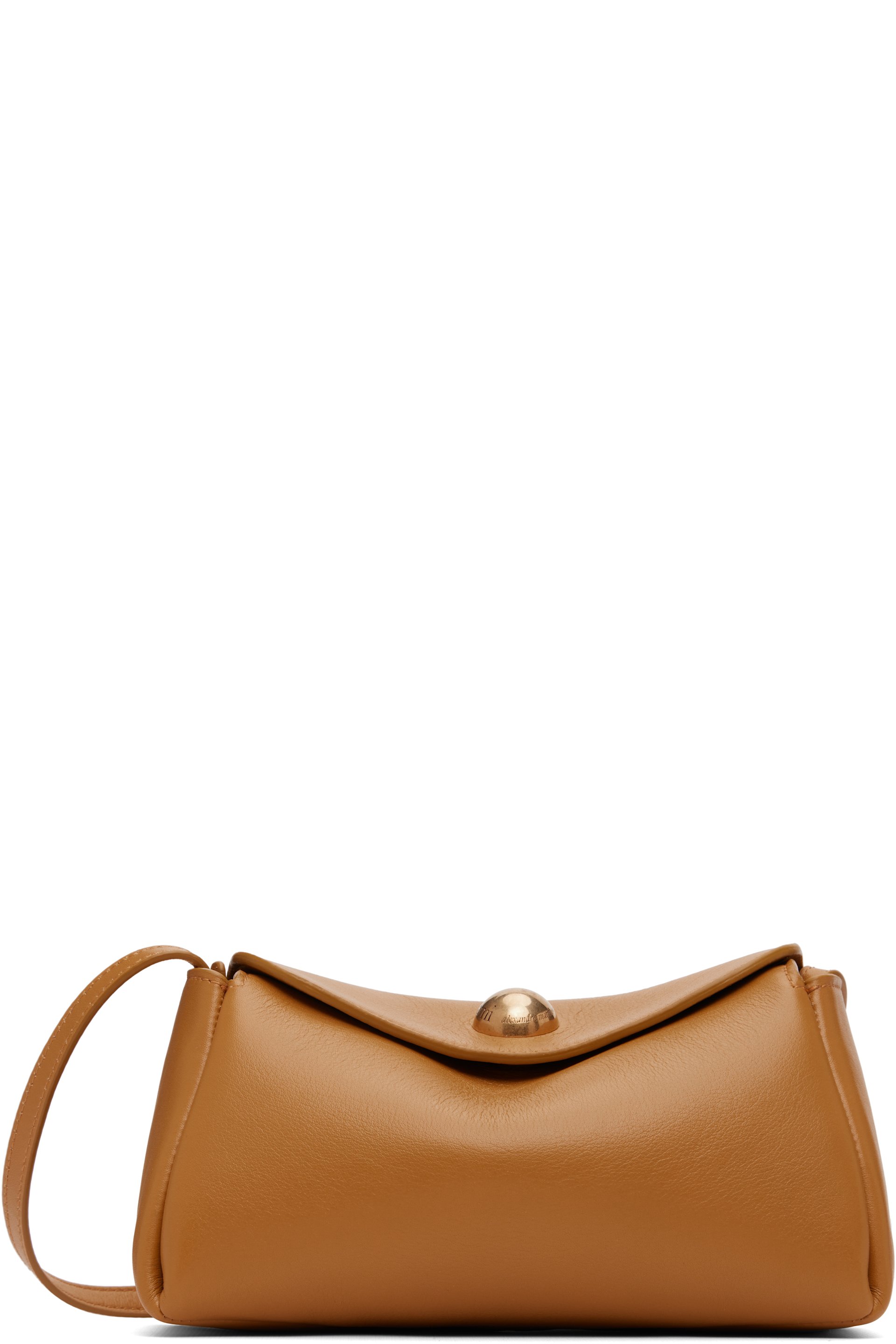 AMI Paris - Mini sac Carrousel brun clair en cuir de veau