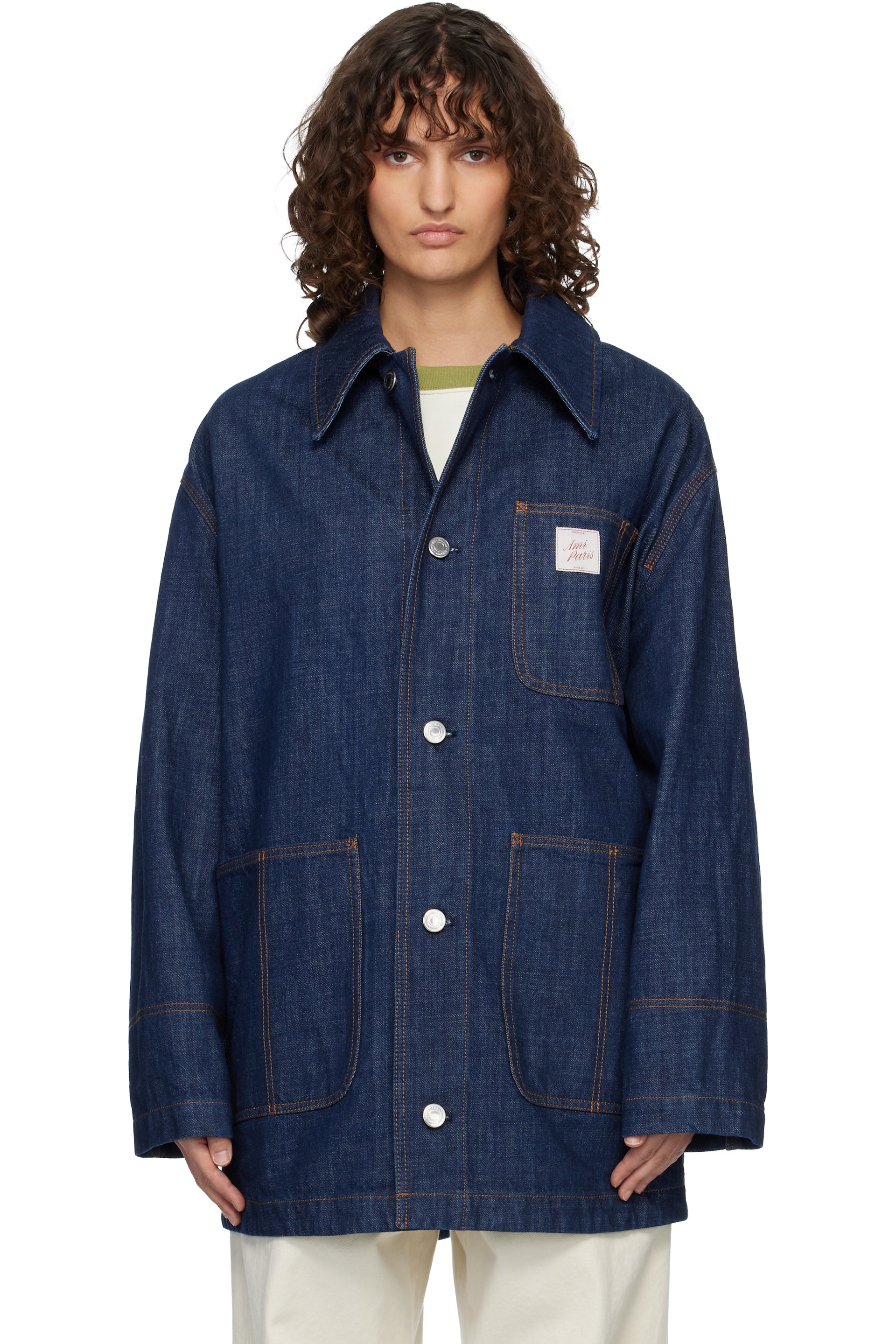 AMI Paris - Indigo Cotton 'Ami Paris Heritage' Label Worker Jacket