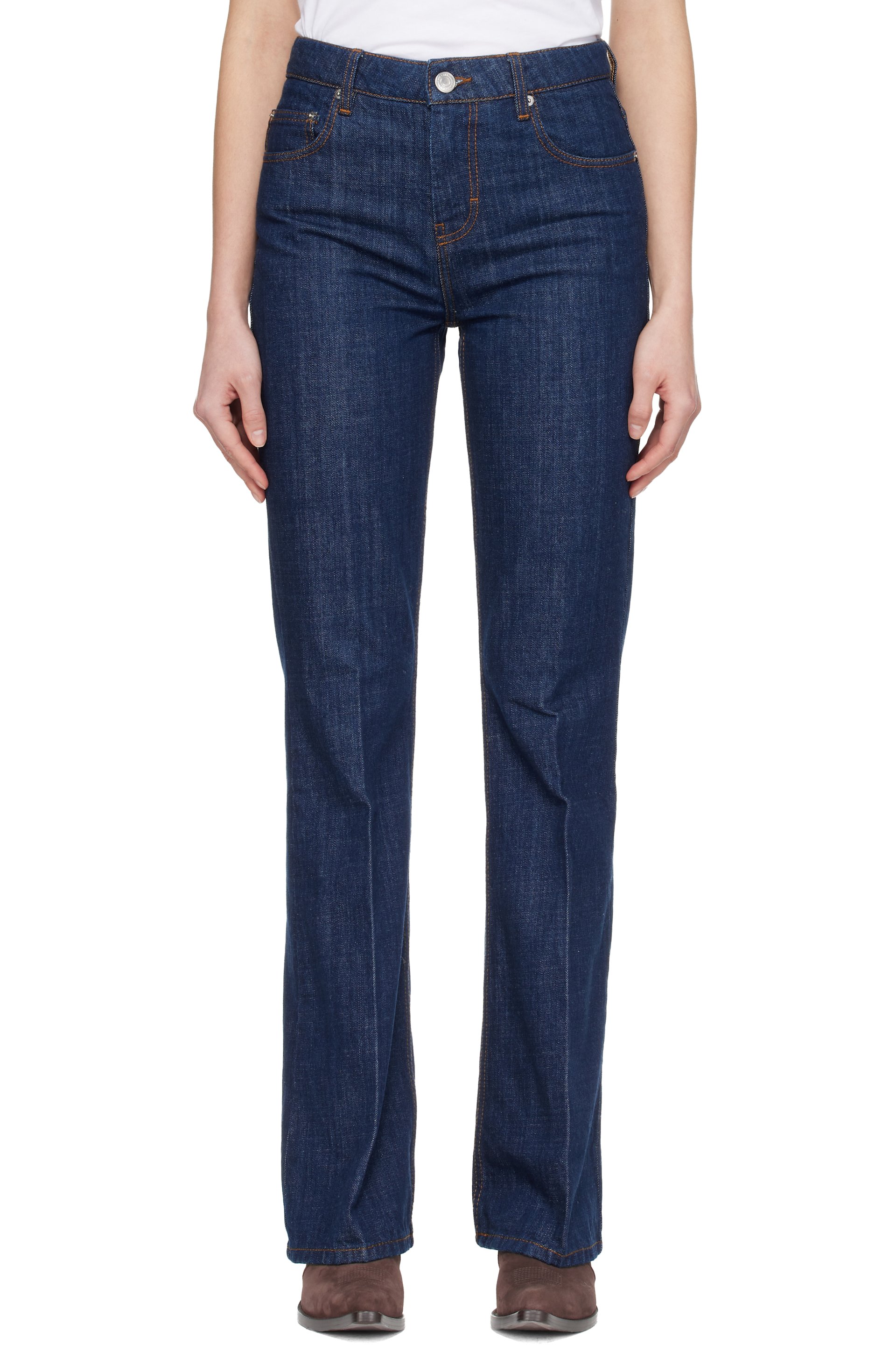 AMI Paris - Jean semi-évasé bleu marine en coton