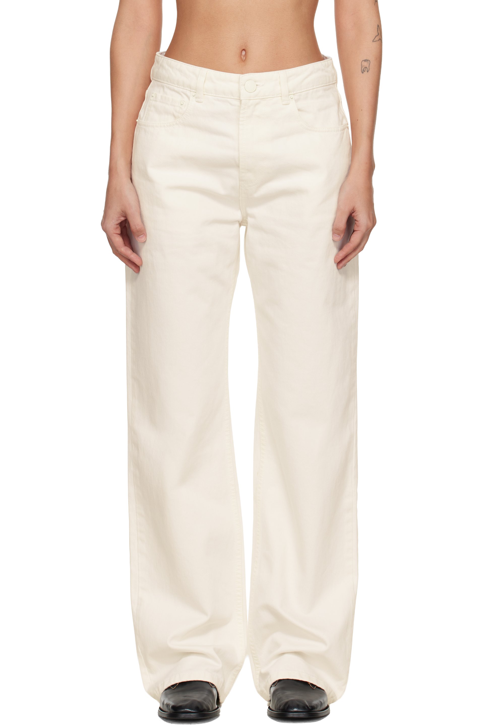 AMI Paris - Jean ample blanc cassé en coton