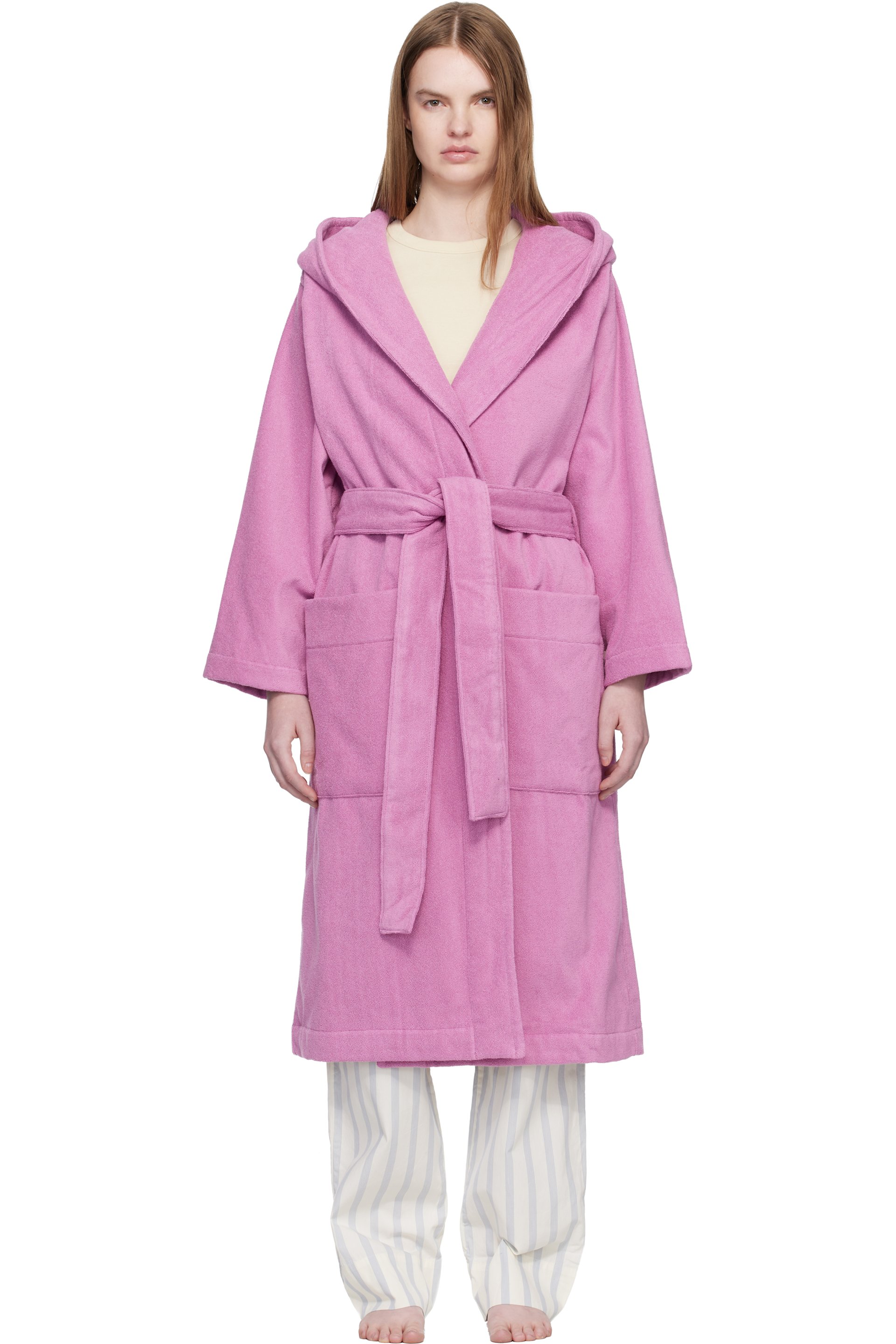 Tekla - Pink Terry Hooded Bathrobe