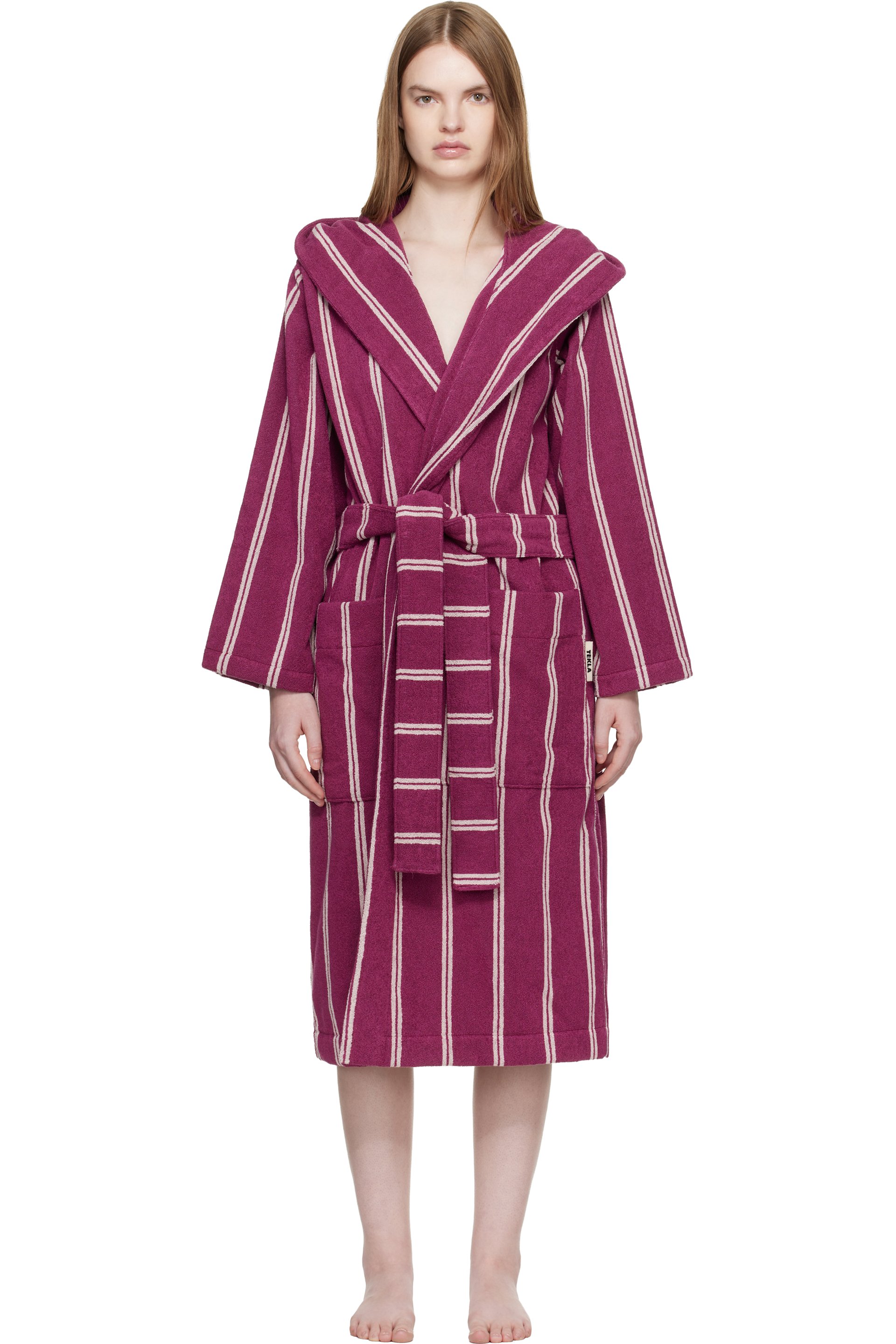 Tekla - Purple Terry Hooded Bathrobe