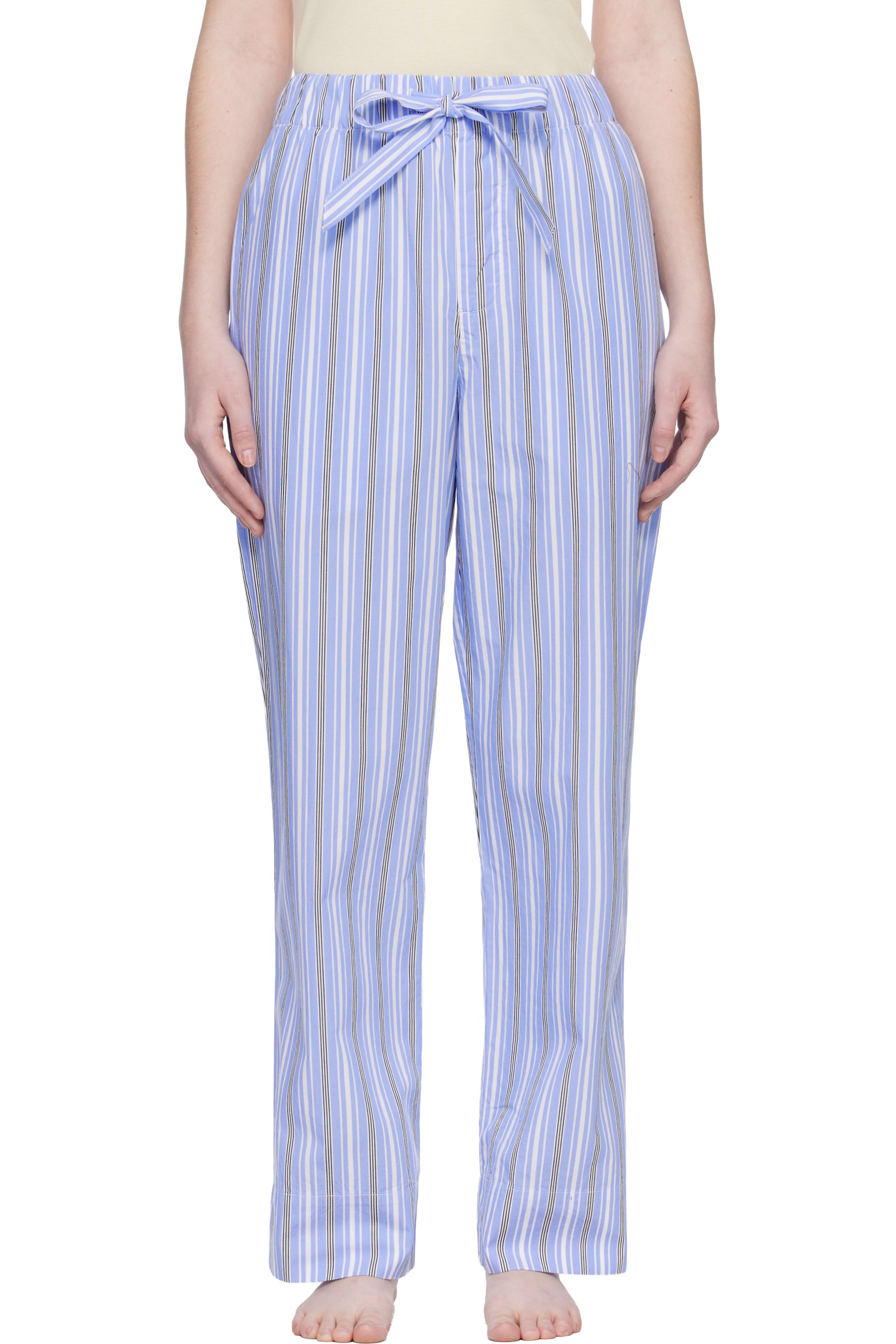 Tekla - Blue & White Poplin Pyjama Pants