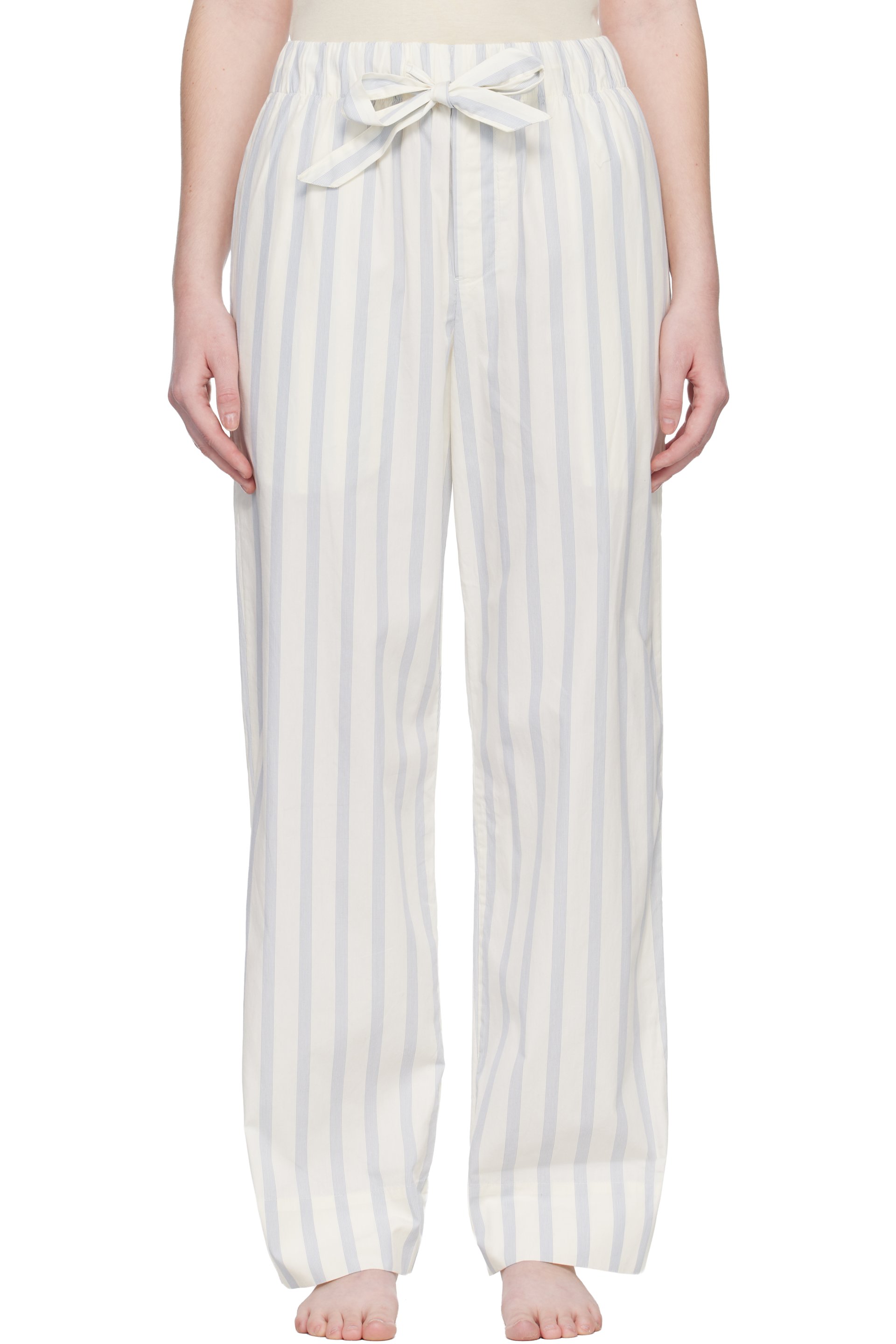 Tekla - Off-White & Blue Poplin Pyjama Pants