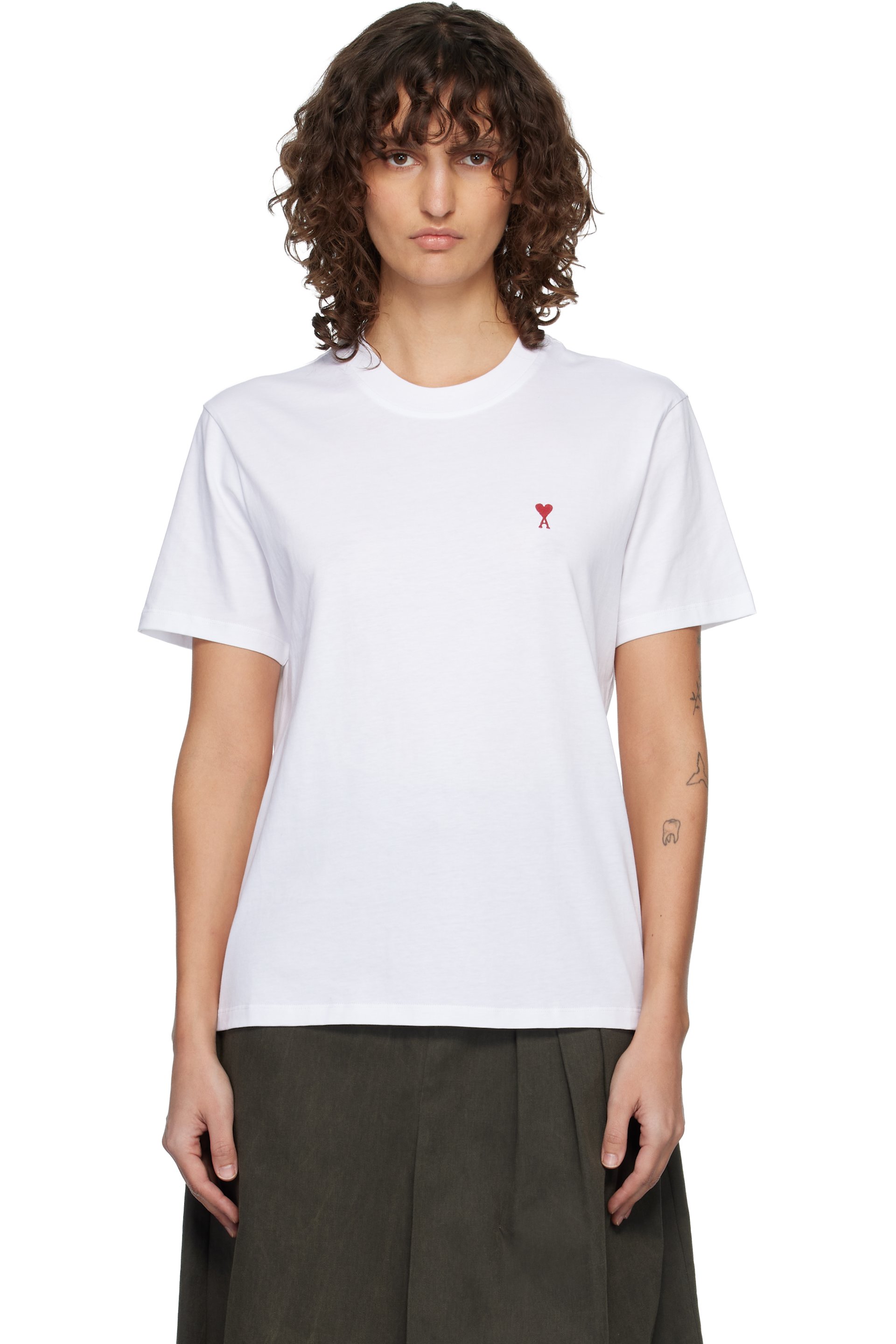 AMI Paris - T-shirt blanc à logo Ami de cœur