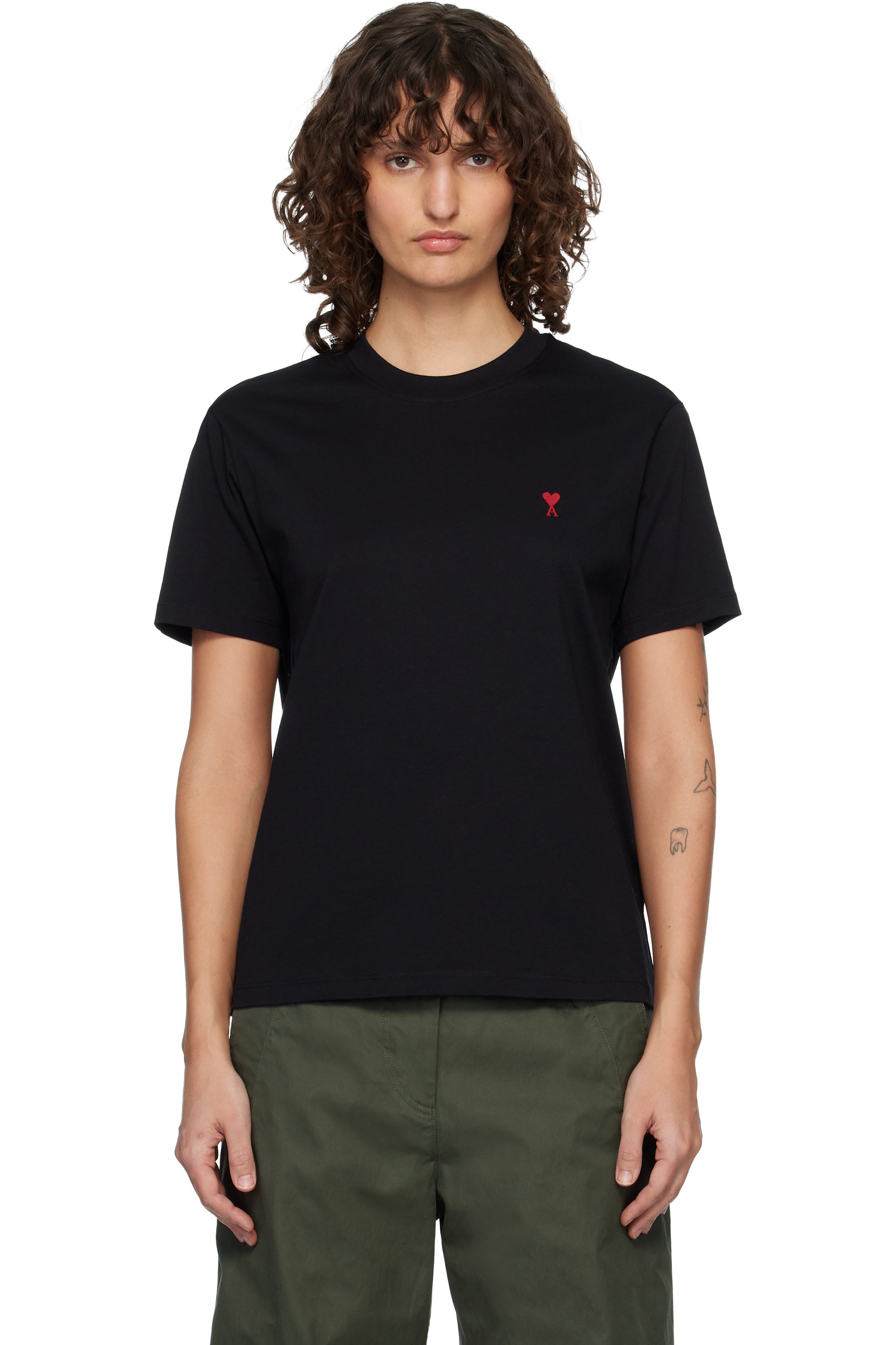 AMI Paris - T-shirt noir à logo Ami de cœur