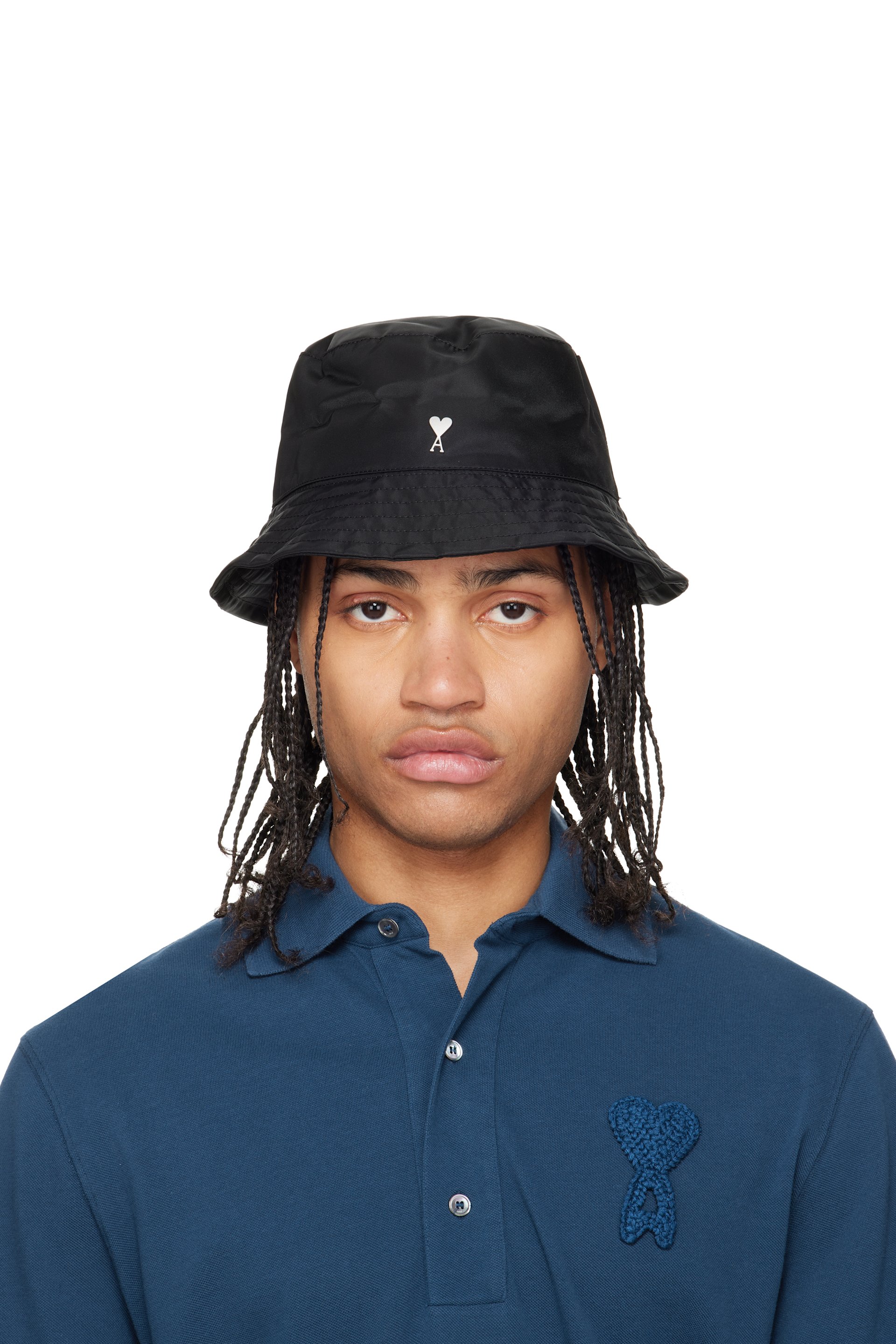 AMI Paris: Black Ami de Coeur Stud Bucket Hat | SSENSE