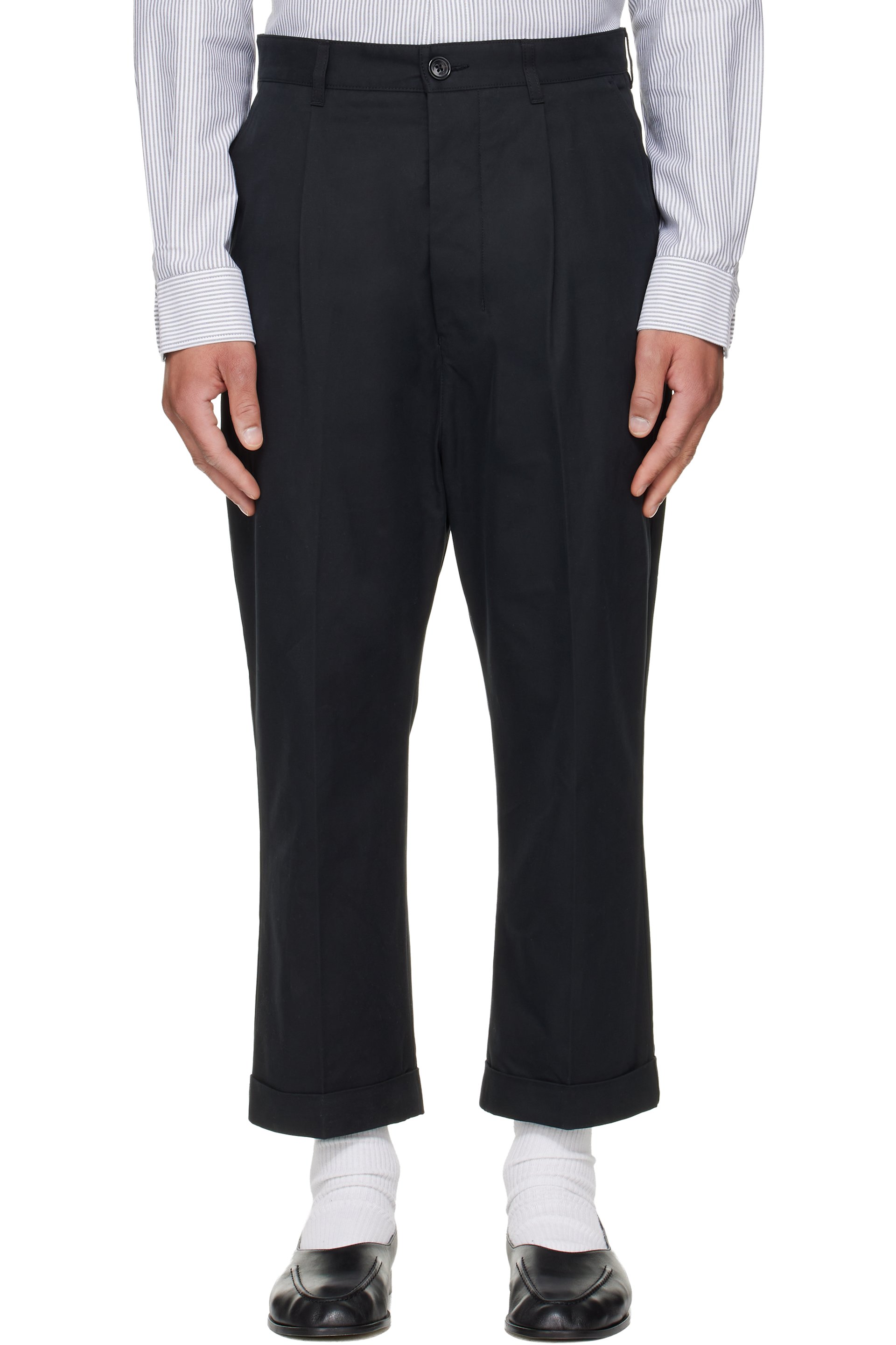 AMI Paris - Black Cotton Carrot Oversized Trousers
