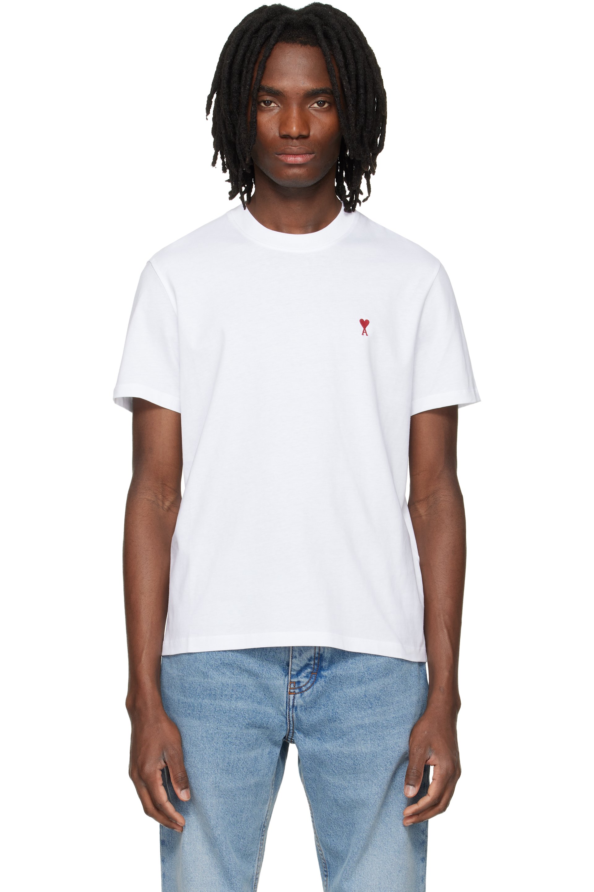 AMI Paris - White Cotton Ami de Coeur T-shirt