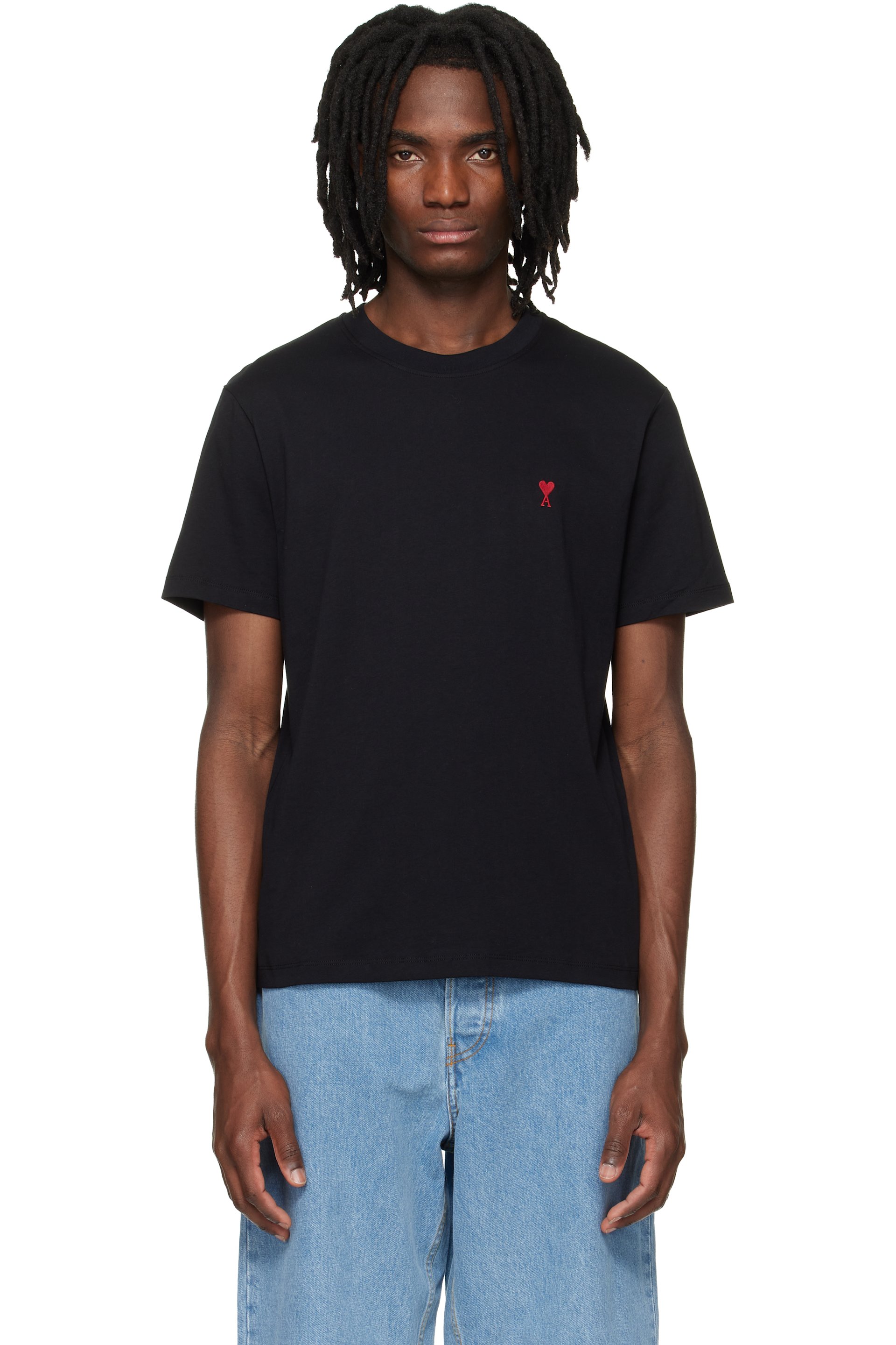 AMI Paris - Black Cotton Ami de Coeur T-shirt