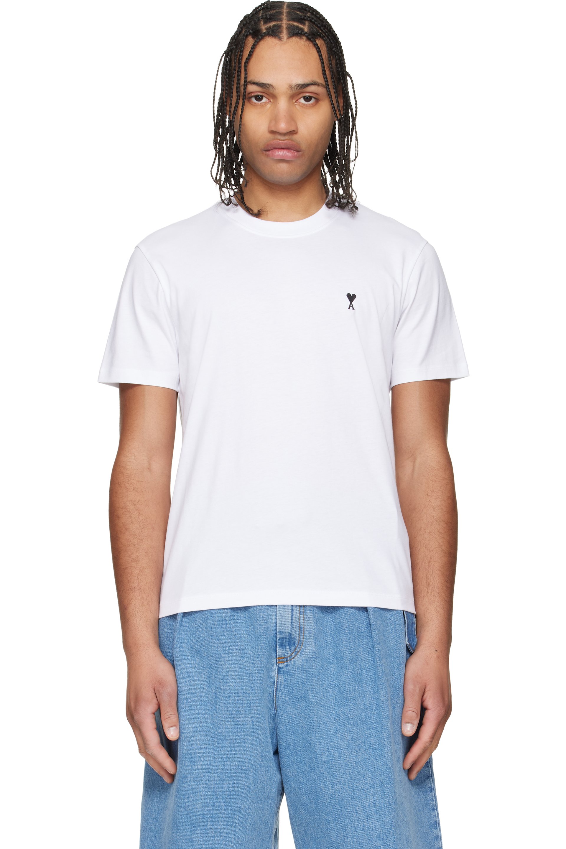AMI Paris - White Cotton Ami de Coeur T-shirt