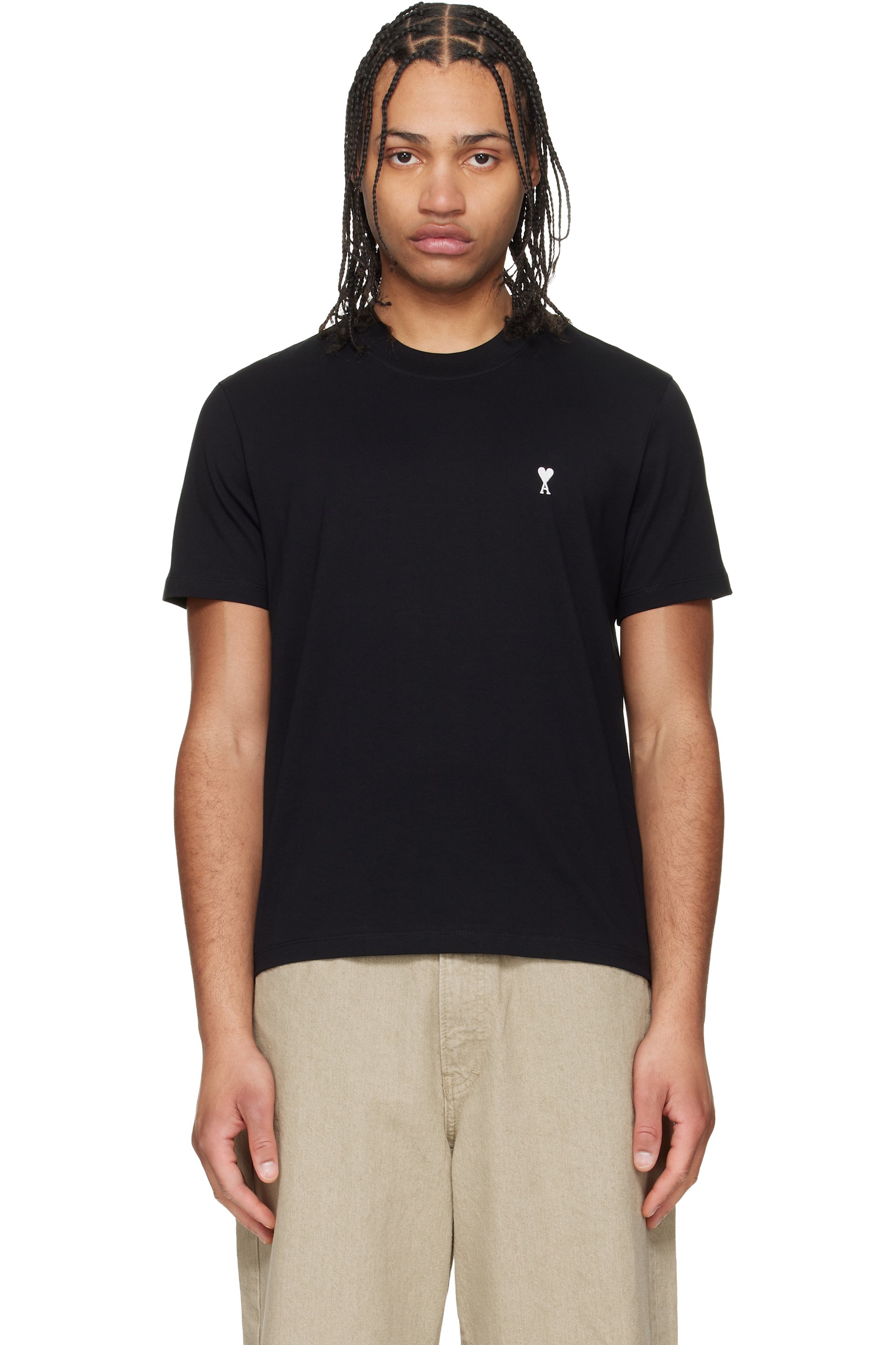 AMI Paris - Black Cotton Ami de Coeur T-shirt