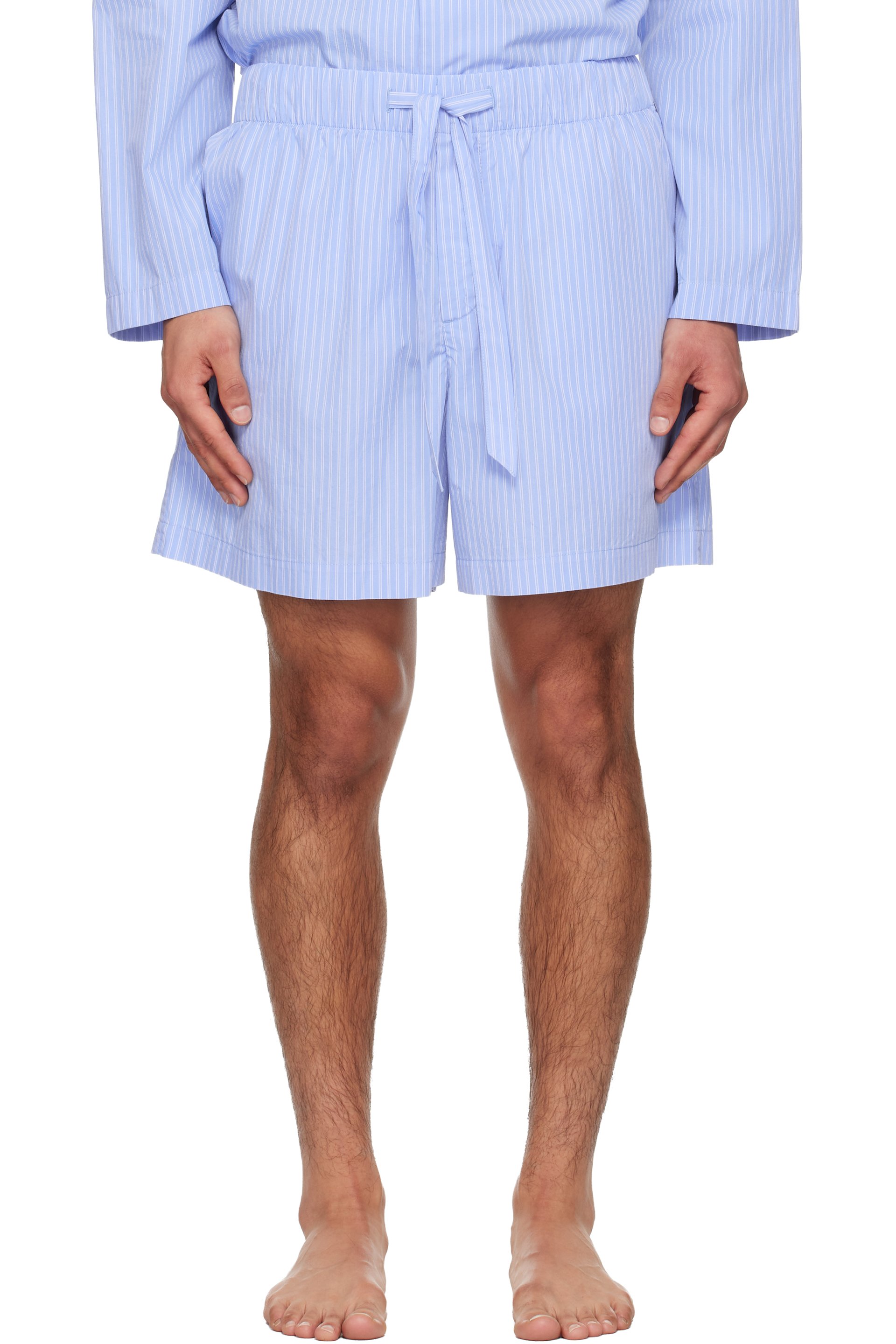 Tekla - Blue Poplin Pyjama Shorts