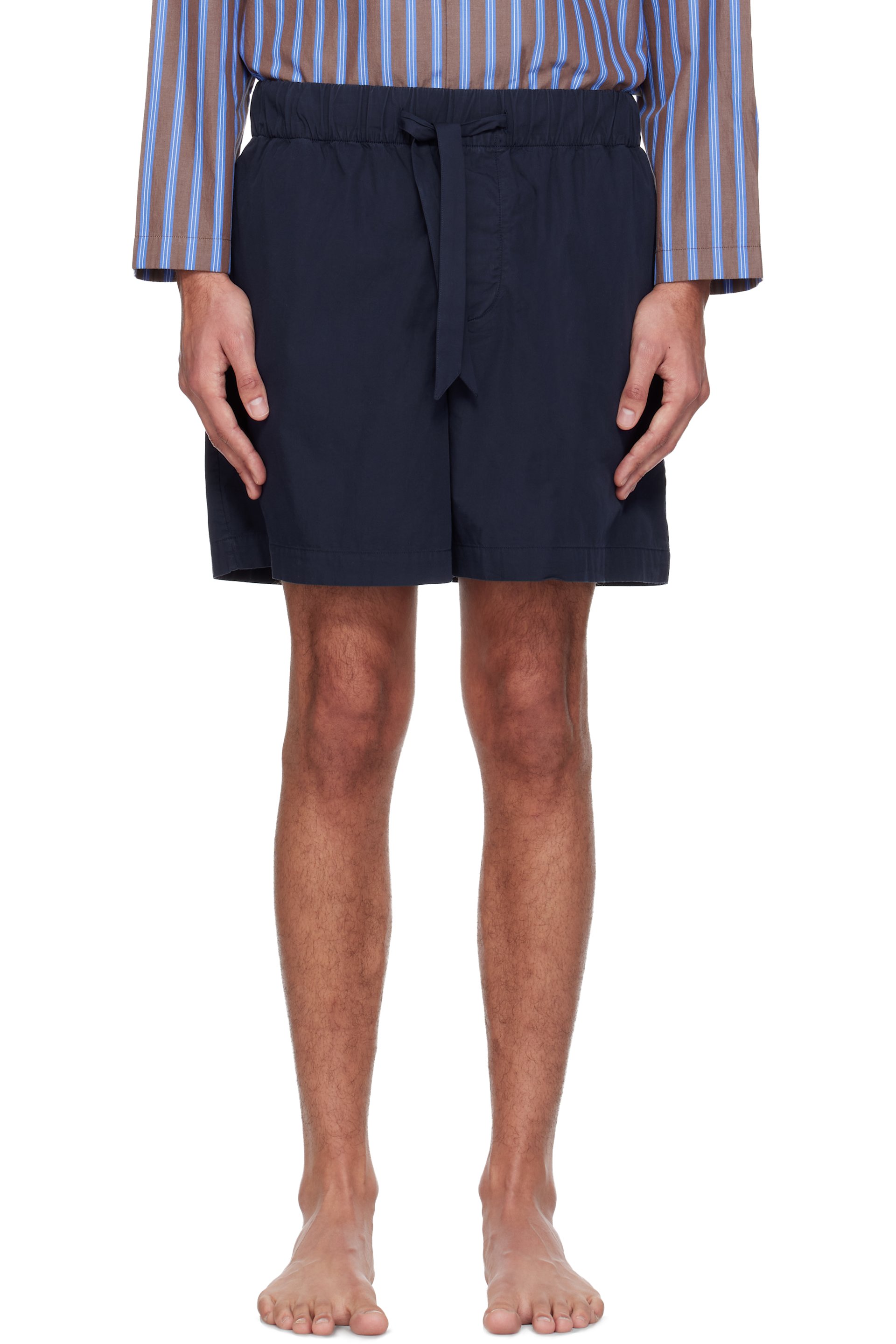 Tekla - Navy Poplin Pyjama Shorts