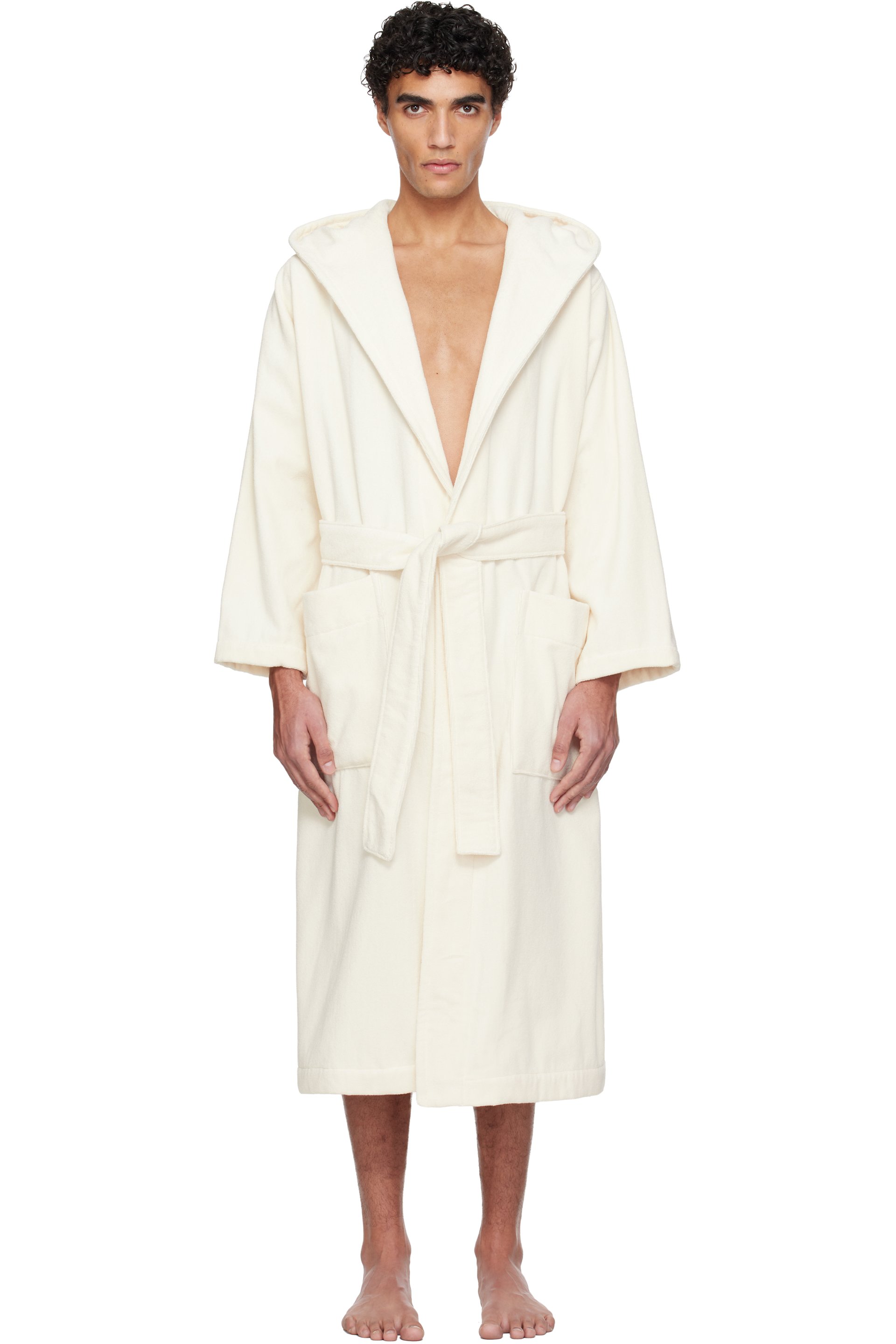Tekla - Off-White Terry Hooded Bathrobe