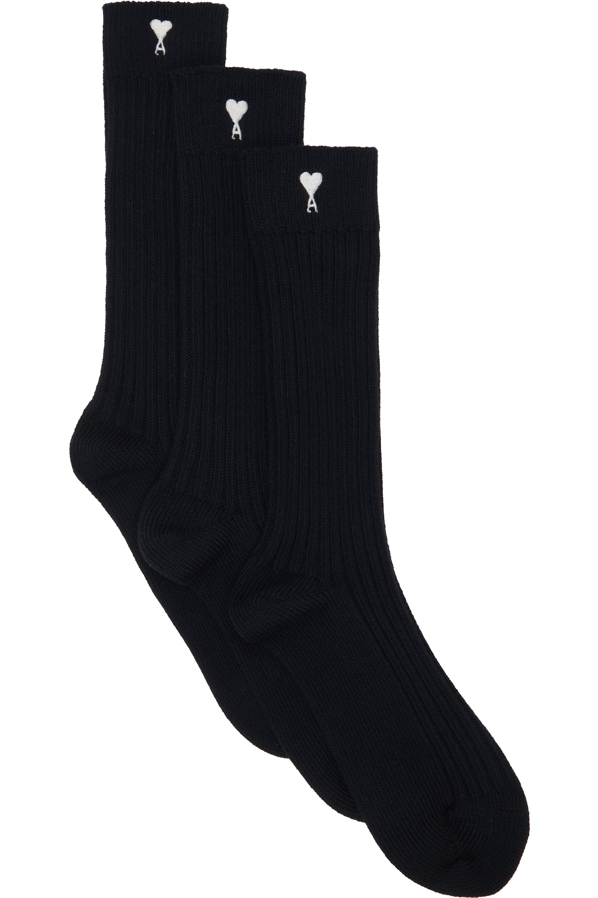 AMI Paris - Three-Pack Black Ami De Coeur Socks