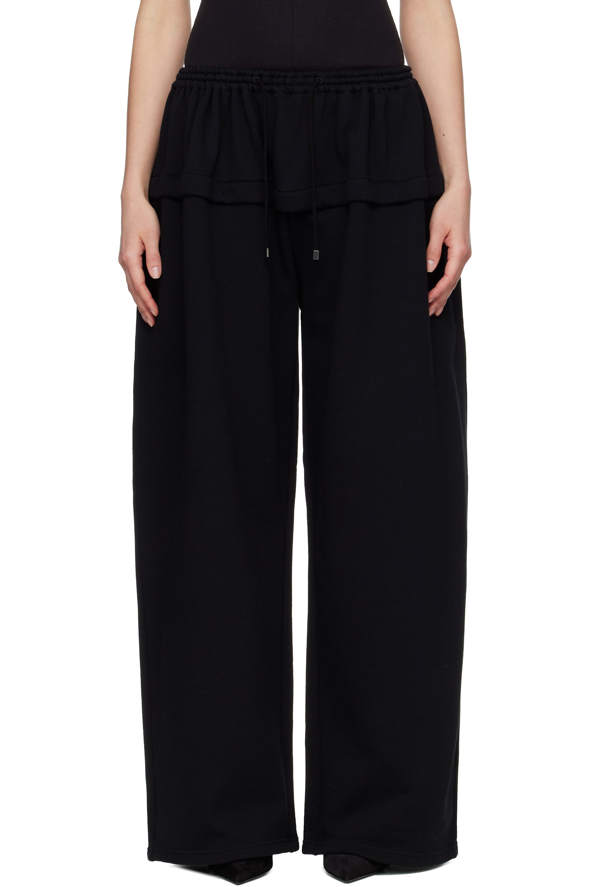 ALAÏA - Black Peplum Fleece Lounge Pants
