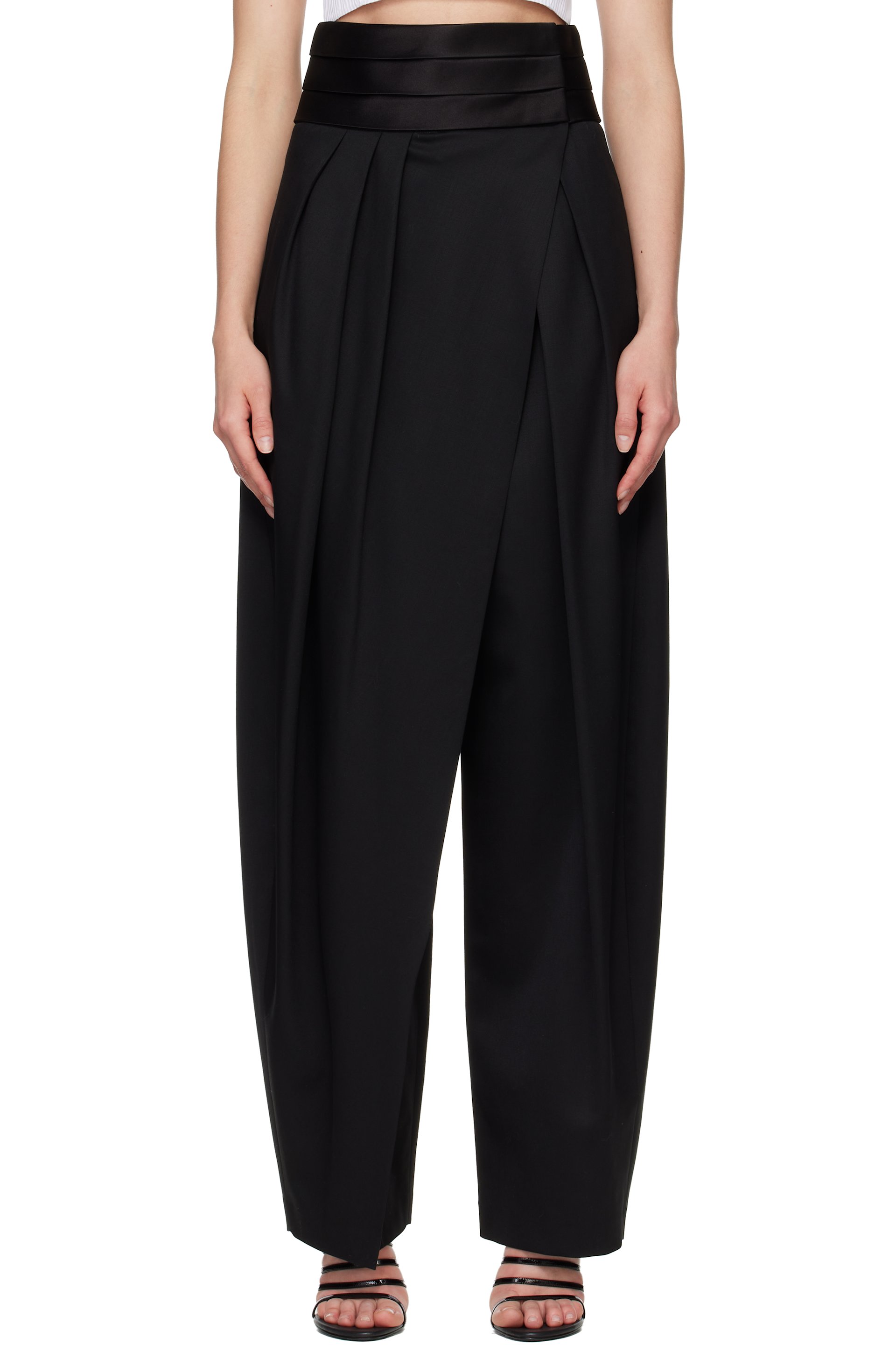 ALAÏA - Black Tux Round Wool Trousers