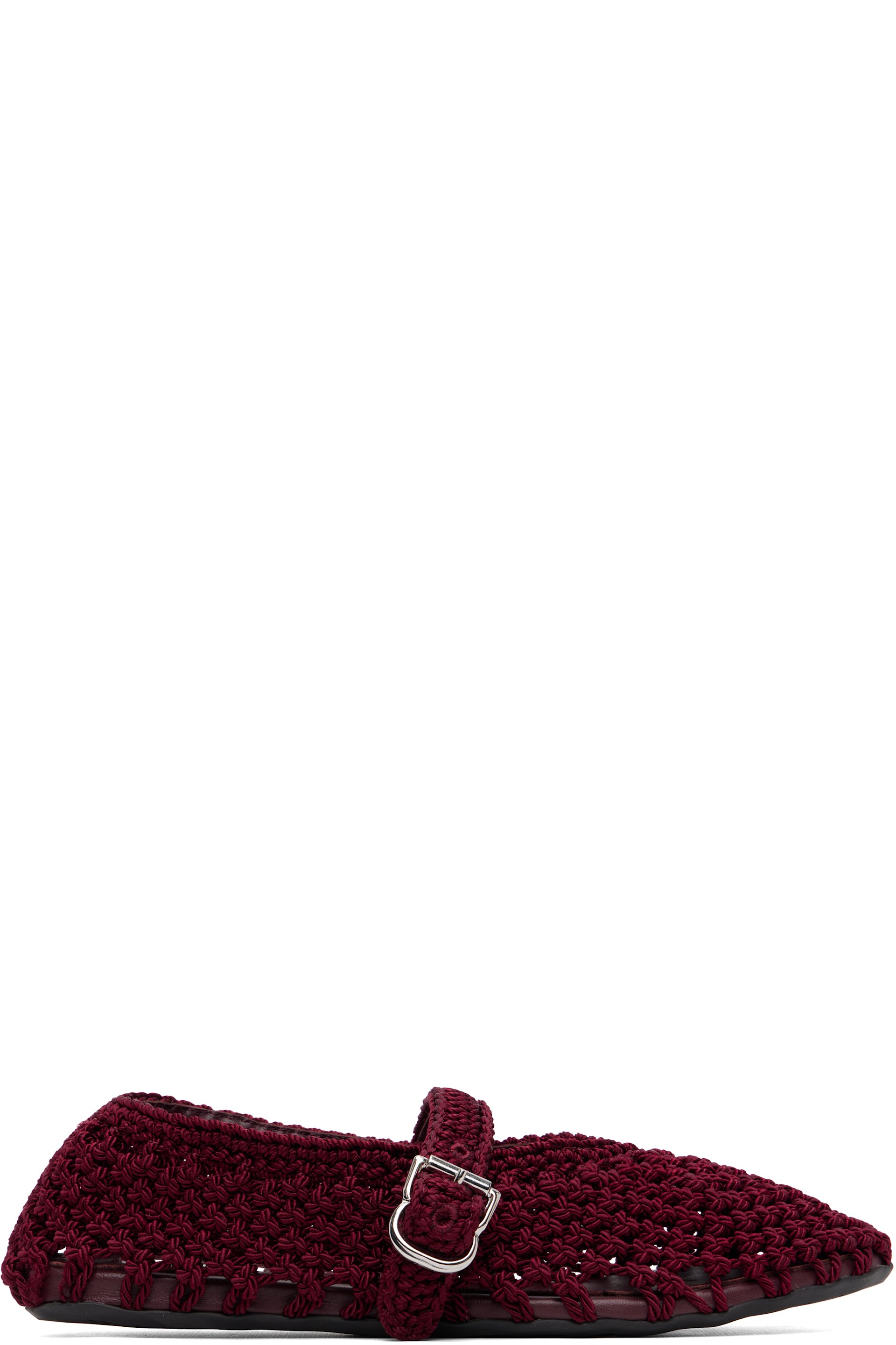 ALAÏA - Burgundy Satin Cord Ballerina Flats