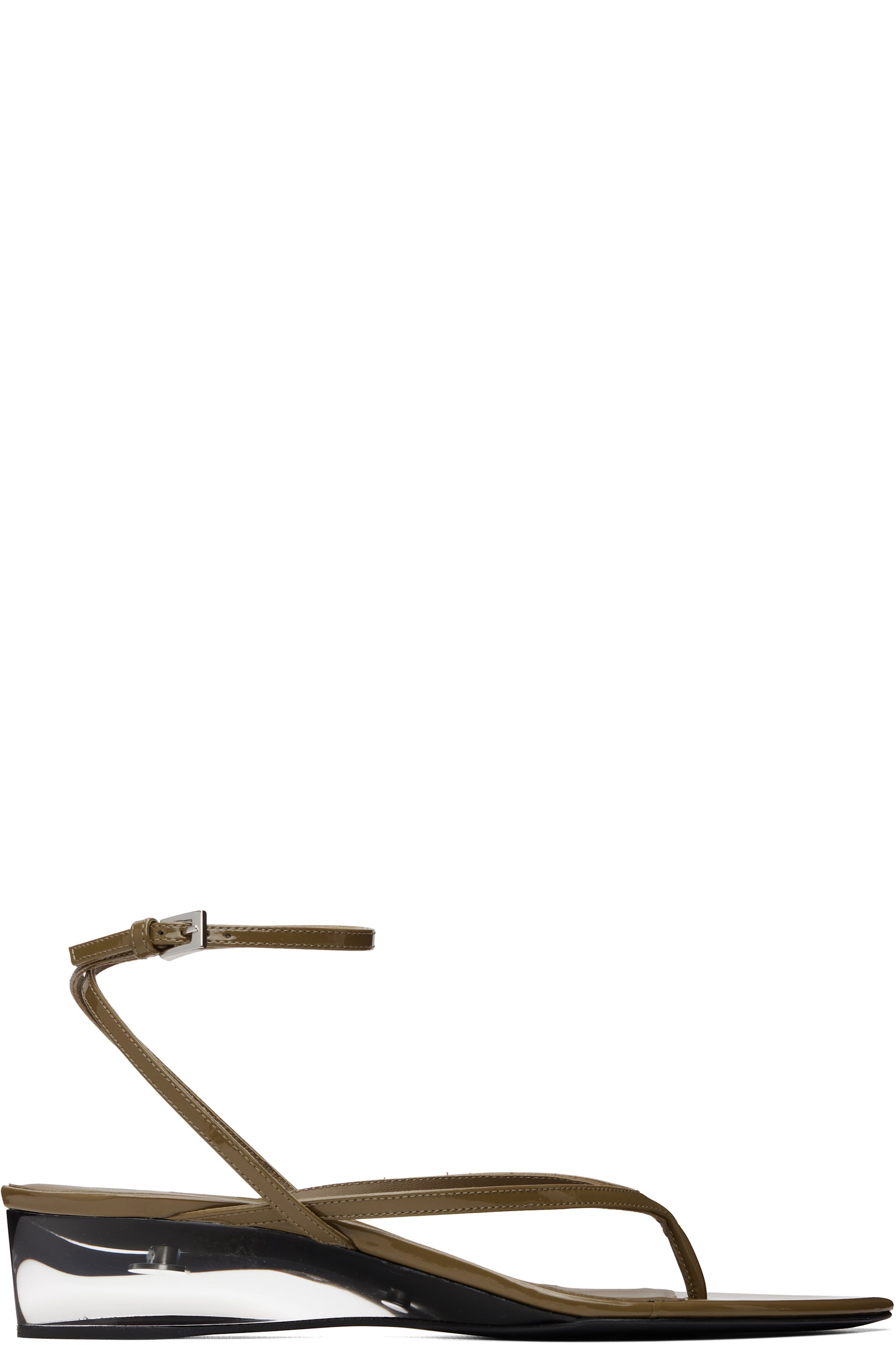 ALAÏA - Khaki Invisible Thong Heeled Sandals