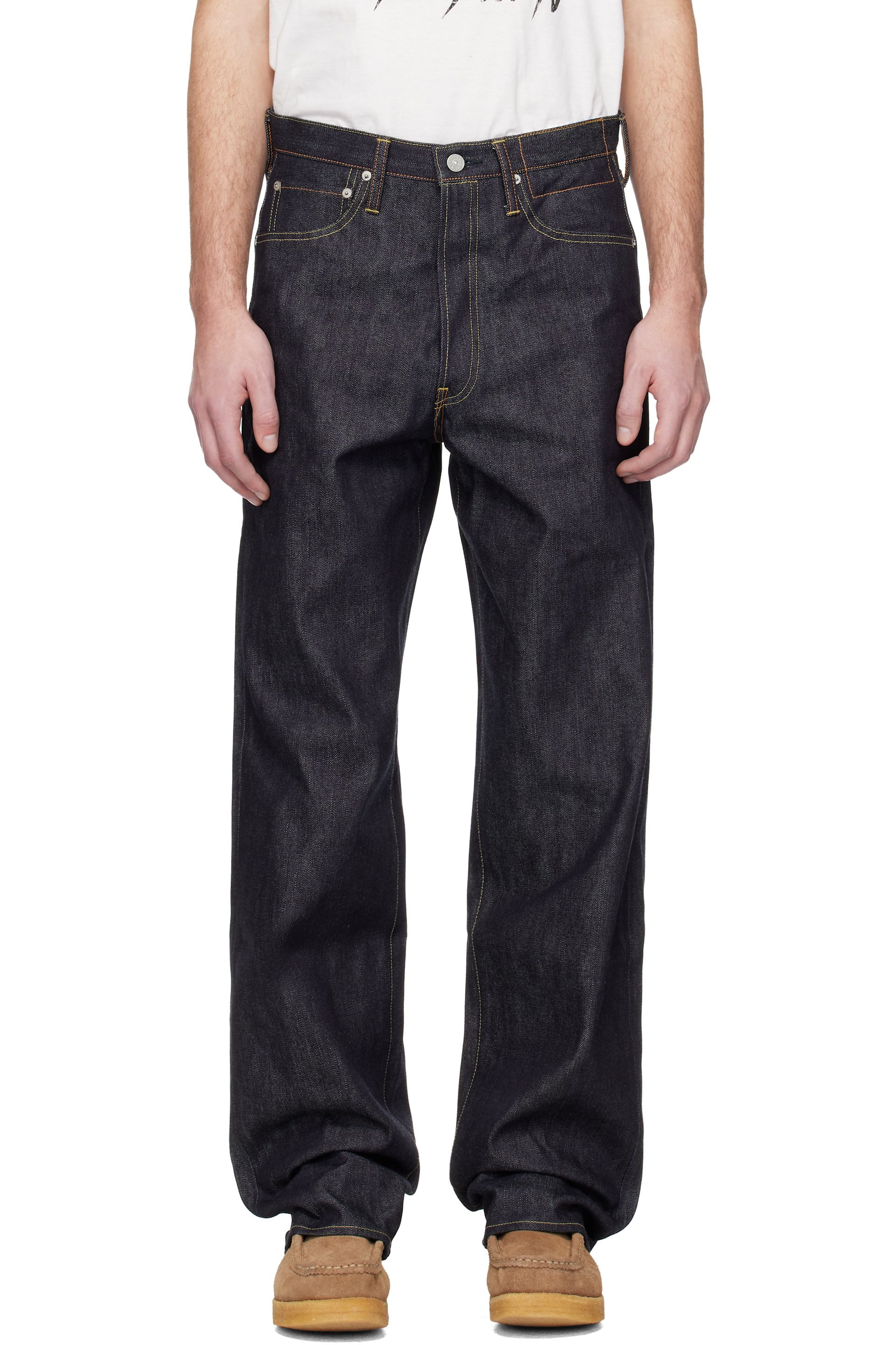 visvim - Navy Social Sculpture 01 Ex WD Unwashed Jeans