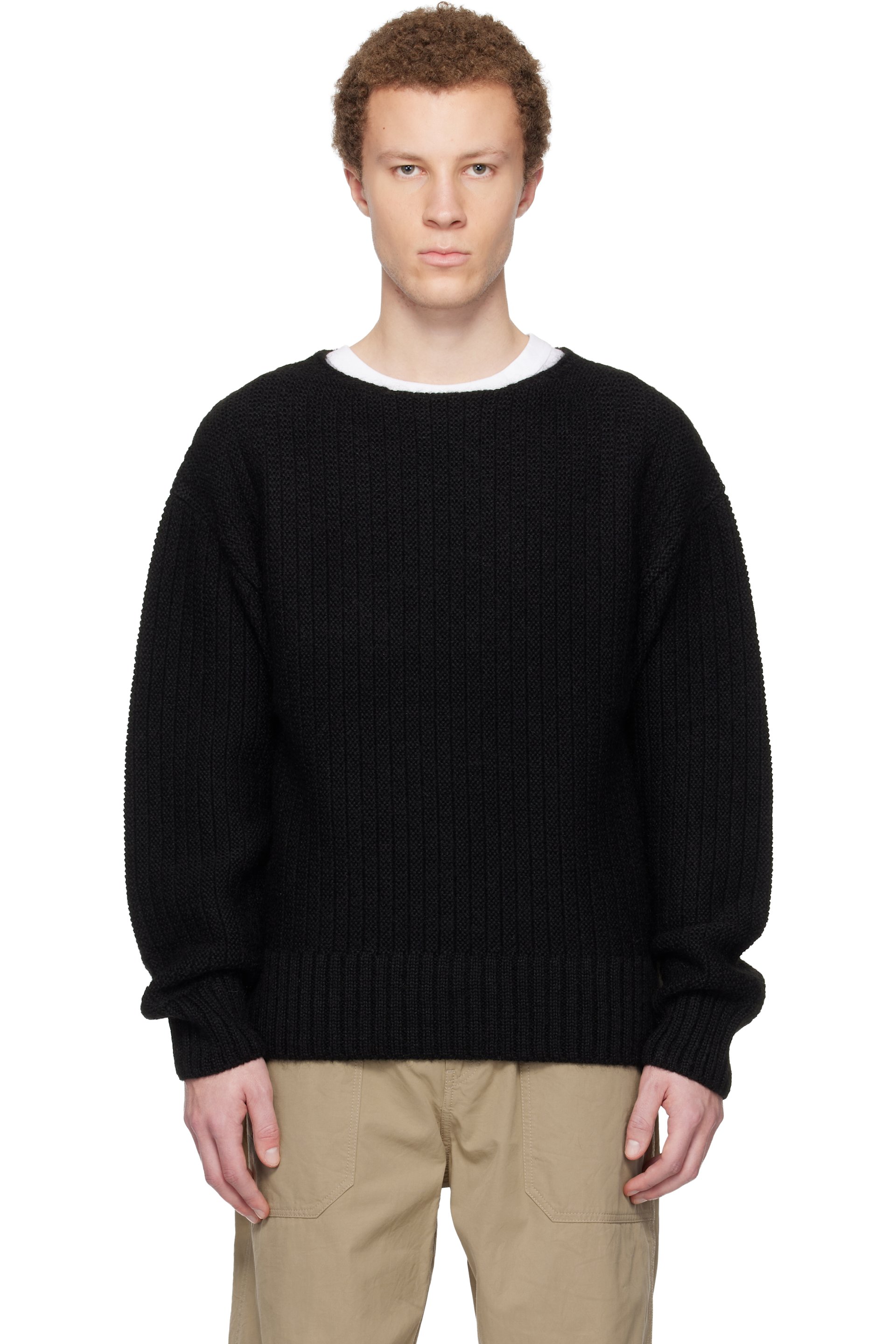 visvim: Black Boatneck Sweater | SSENSE