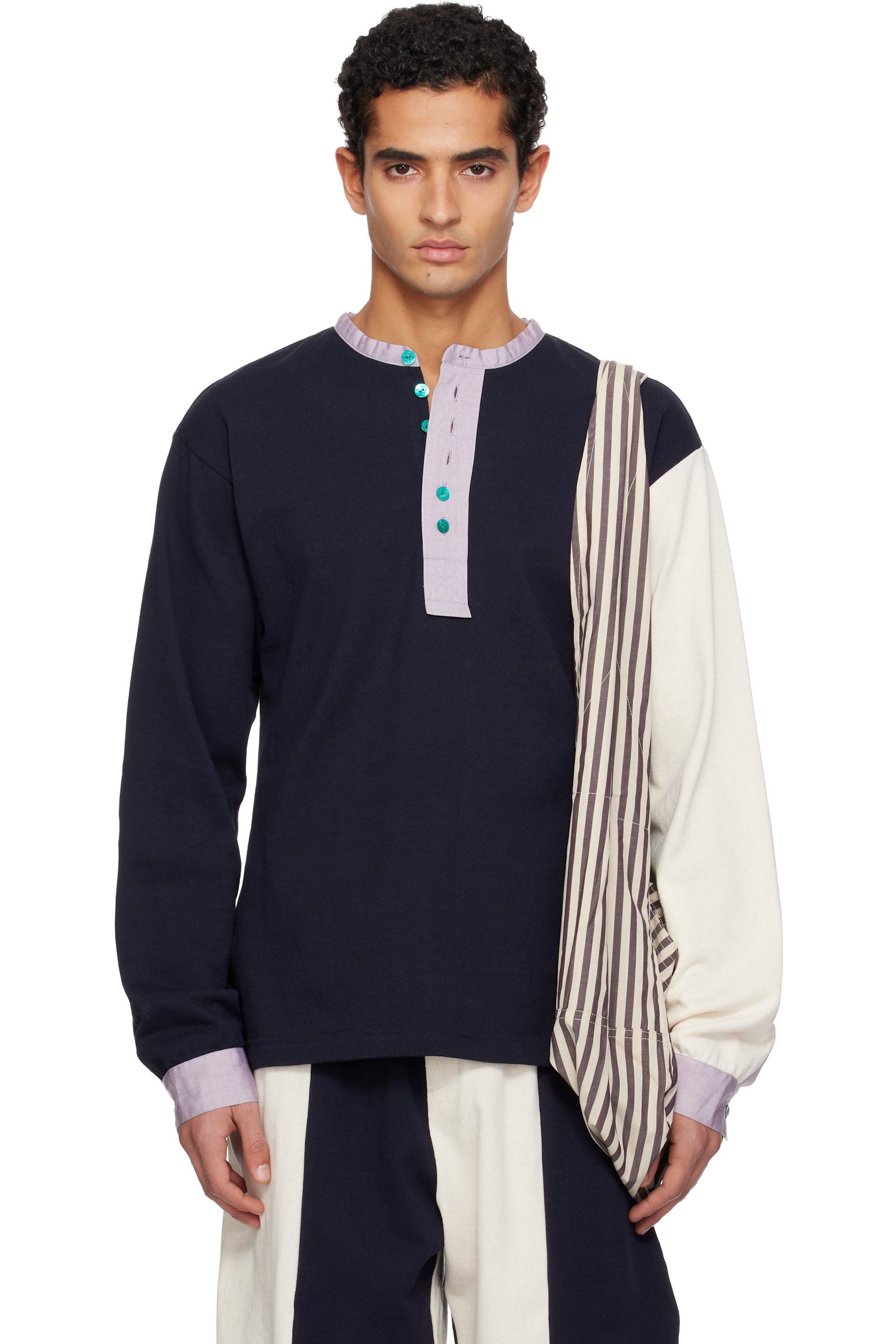 SC103 - SSENSE Exclusive Navy & Off-White Guardian Henley