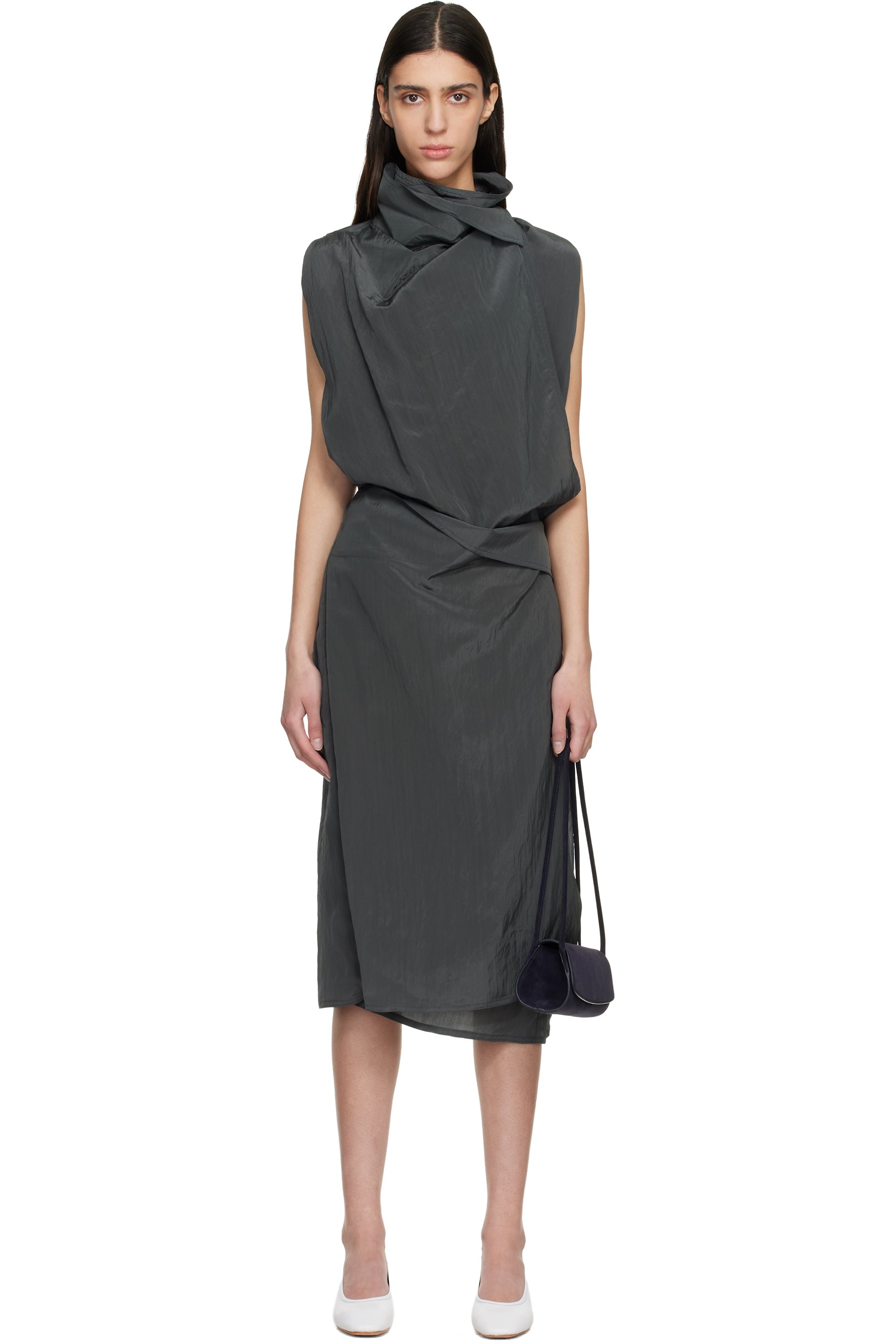 LE17SEPTEMBRE - Robe midi cache-cœur Celia noire