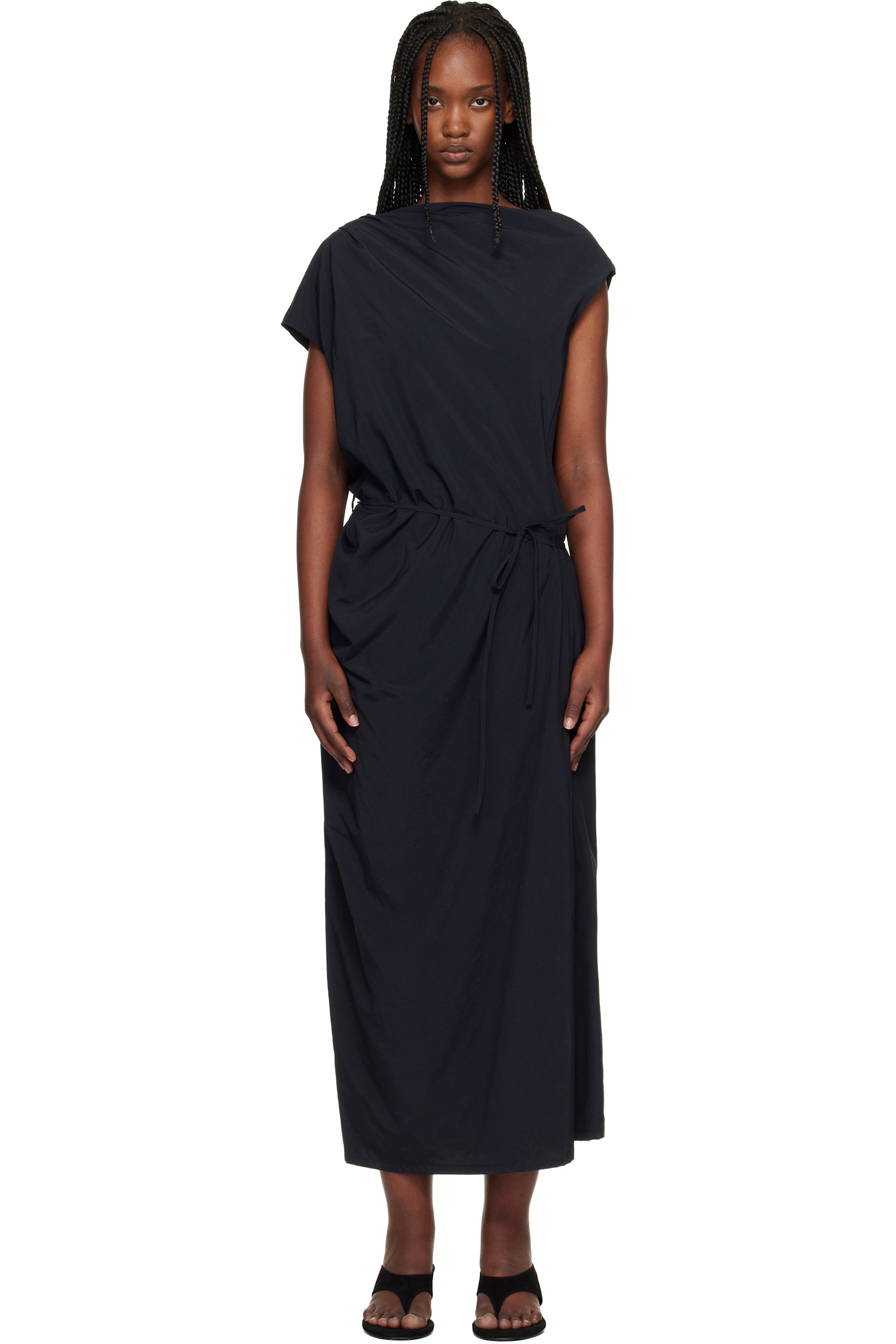 LE17SEPTEMBRE - Robe midi asymétrique drapée noire