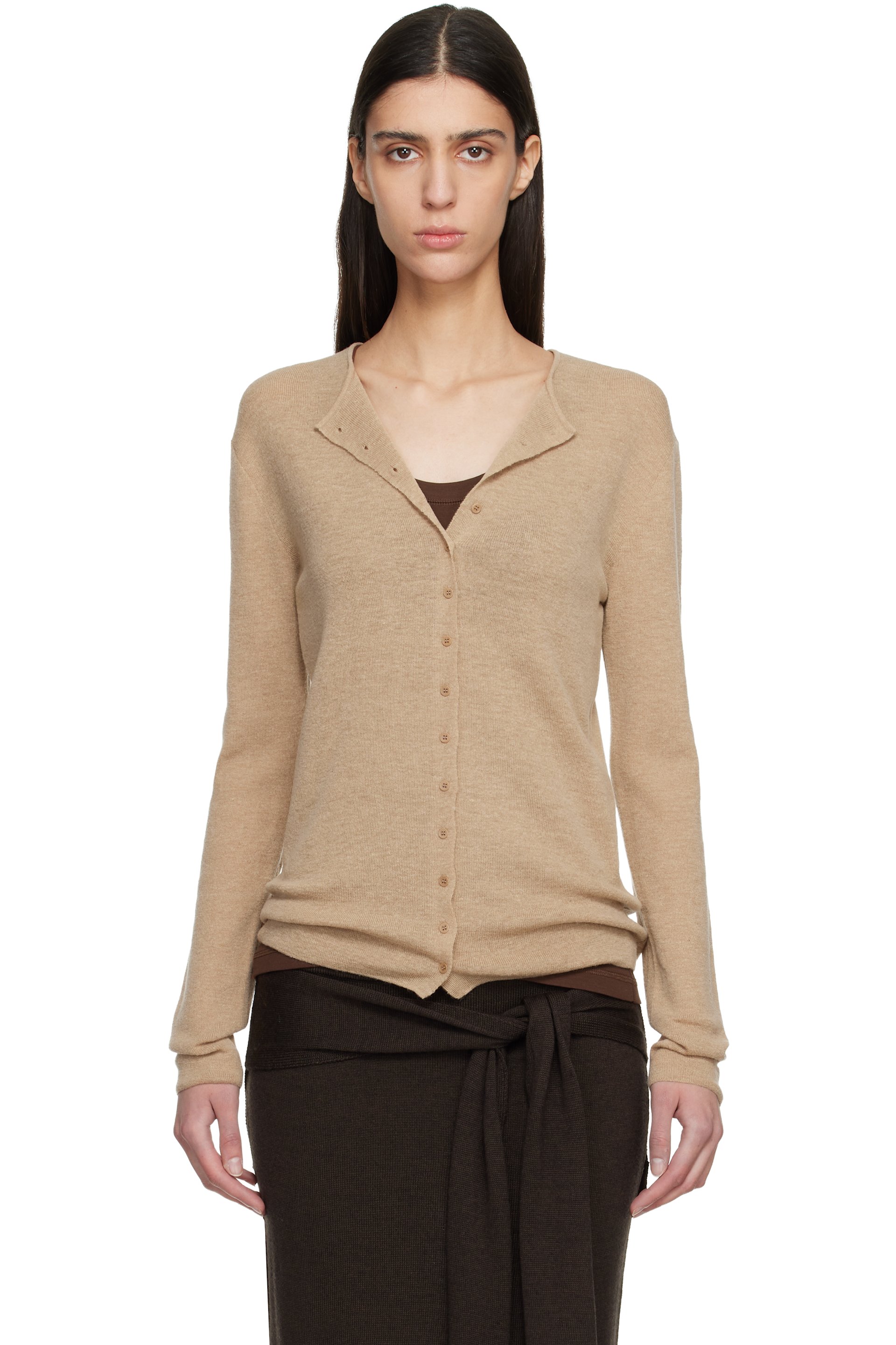 LE17SEPTEMBRE - Cardigan Anna brun clair en tricot