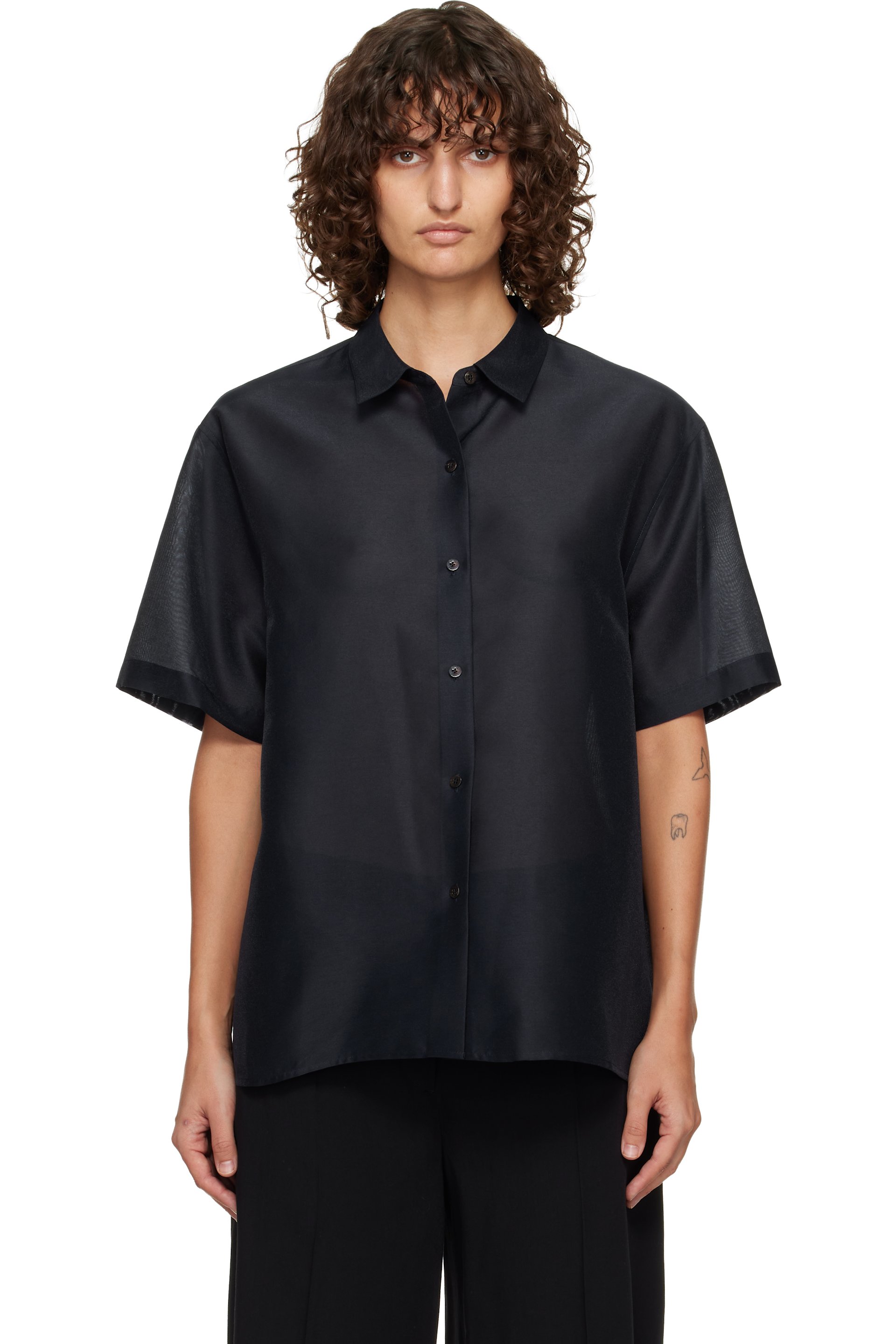 LE17SEPTEMBRE - Chemise transparente structurée bleu marine