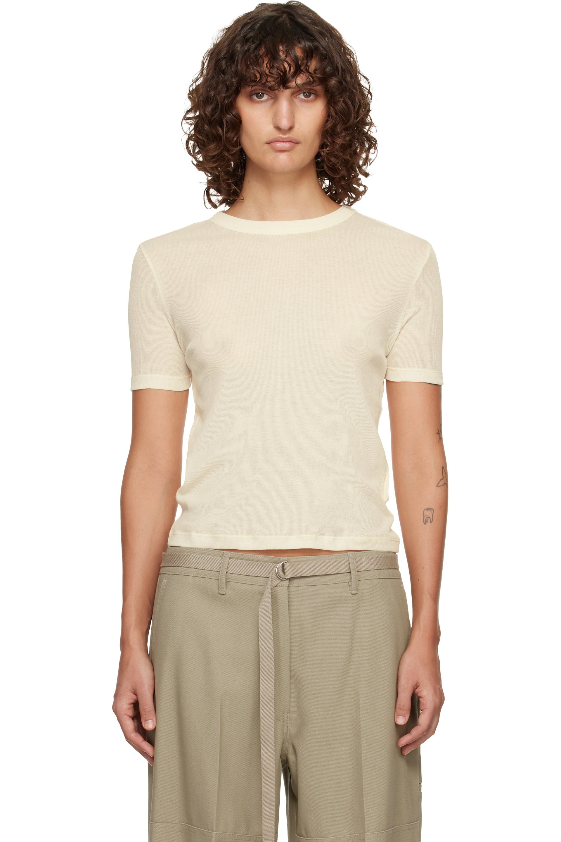 LE17SEPTEMBRE - T-shirt blanc cassé en coton